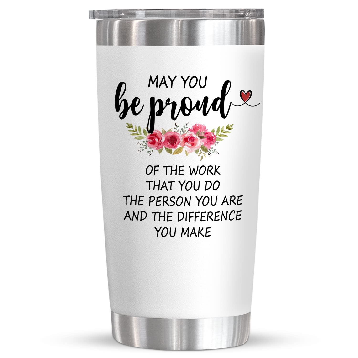 OASSIE 20 oz Stainless Steel Insulated Coffee Tumbler with Lid - Inspirational Gift for Women, Mothers Day, Teachers Day, Birthday, Coworkers, Friends - Perfect for Office, Travel, and Daily Use