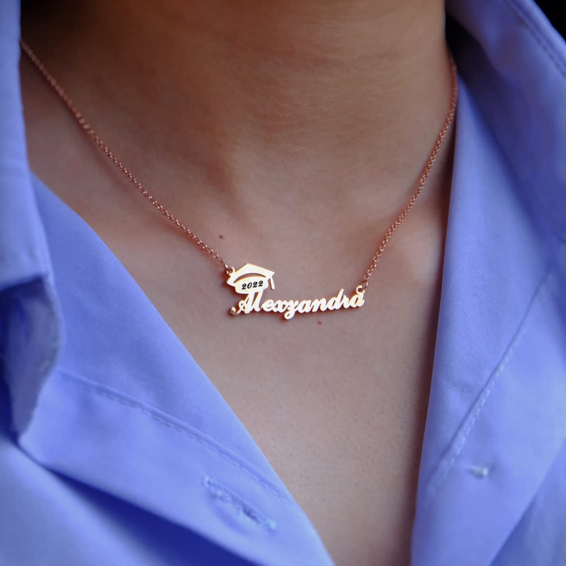 Custom Name Necklace for Graduation Gifts - Personalized Bachelor Cap Pendant in 18K Gold Plated | Perfect College Graduation Jewelry for Her, Friends & Loved Ones | Great for Commencement Ceremonies & Graduation Parties