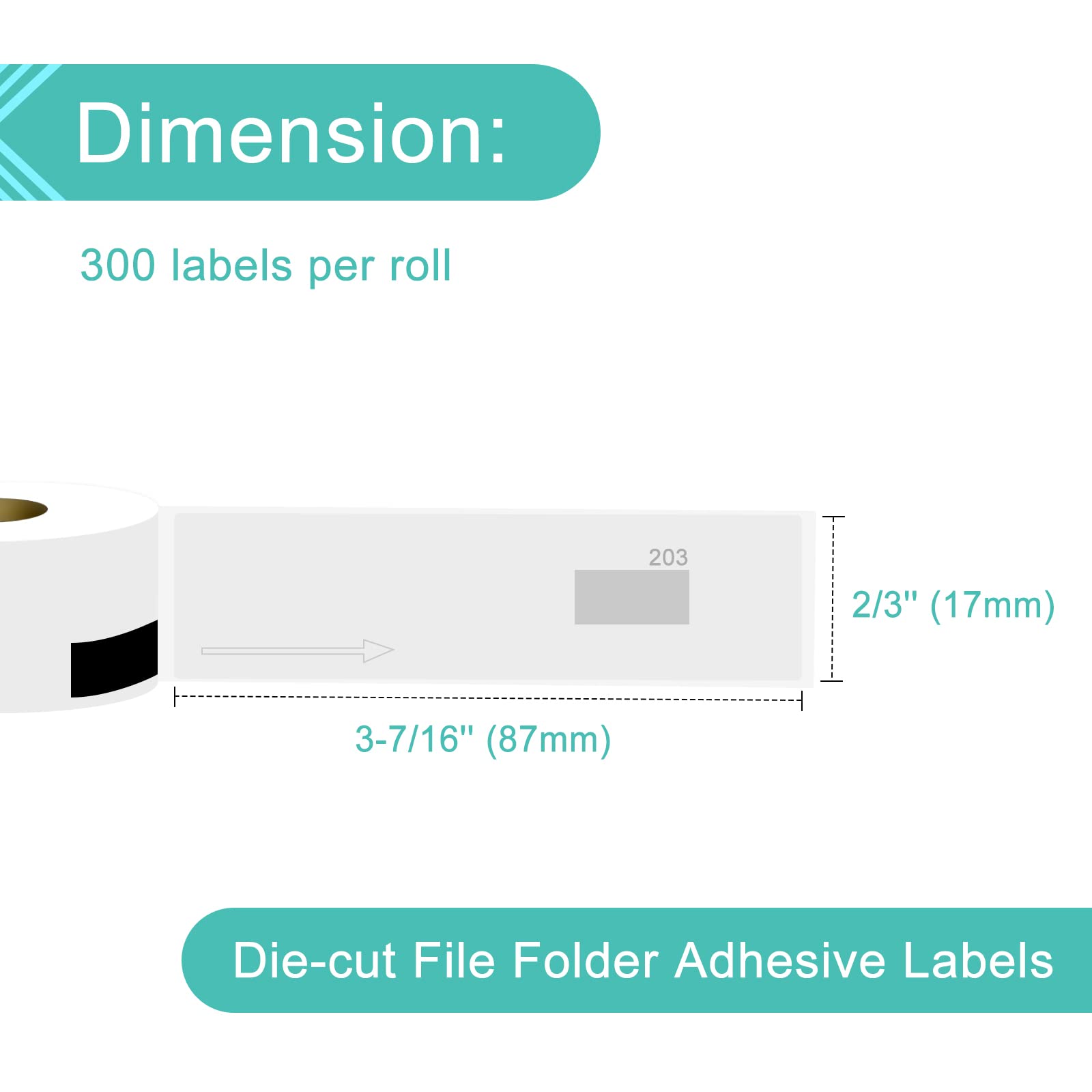 NineLeaf 300-Pack White File Folder Labels (0.66