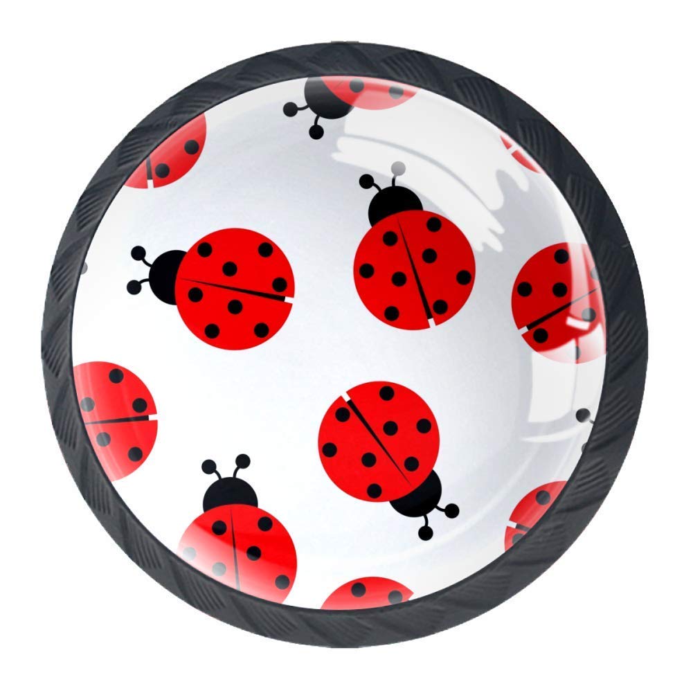 4-Pack Round Insect-Themed Cabinet Knobs with Screws - Drawer Handles & Pulls for Wardrobe, Cupboard, Dresser, Home & Office Decor - Perfect for Kids' Rooms, DIY Furniture, and Vintage Style Makeovers