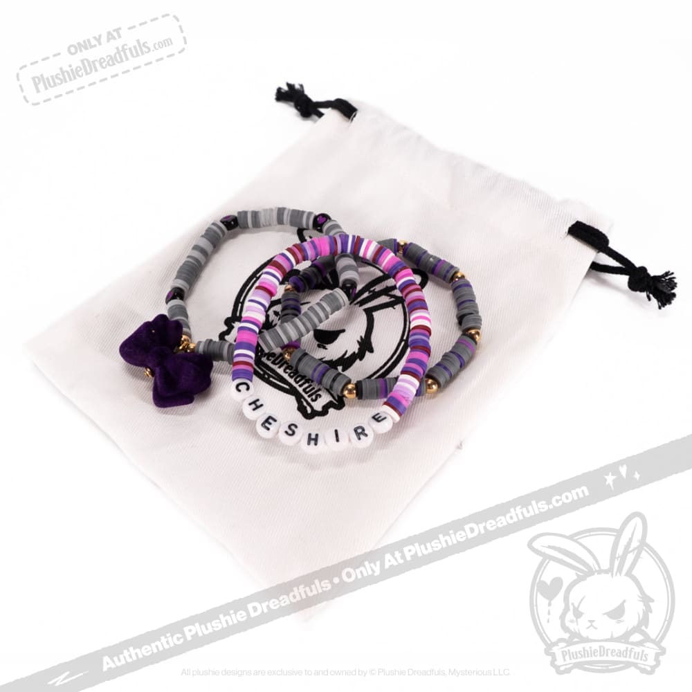 Victorian McGee's Alice in Wonderland Cheshire Cat Stacking Friendship Bracelets Set - Perfect for Gifts, Best Friend Matching Jewelry & Disney-Themed Accessories
