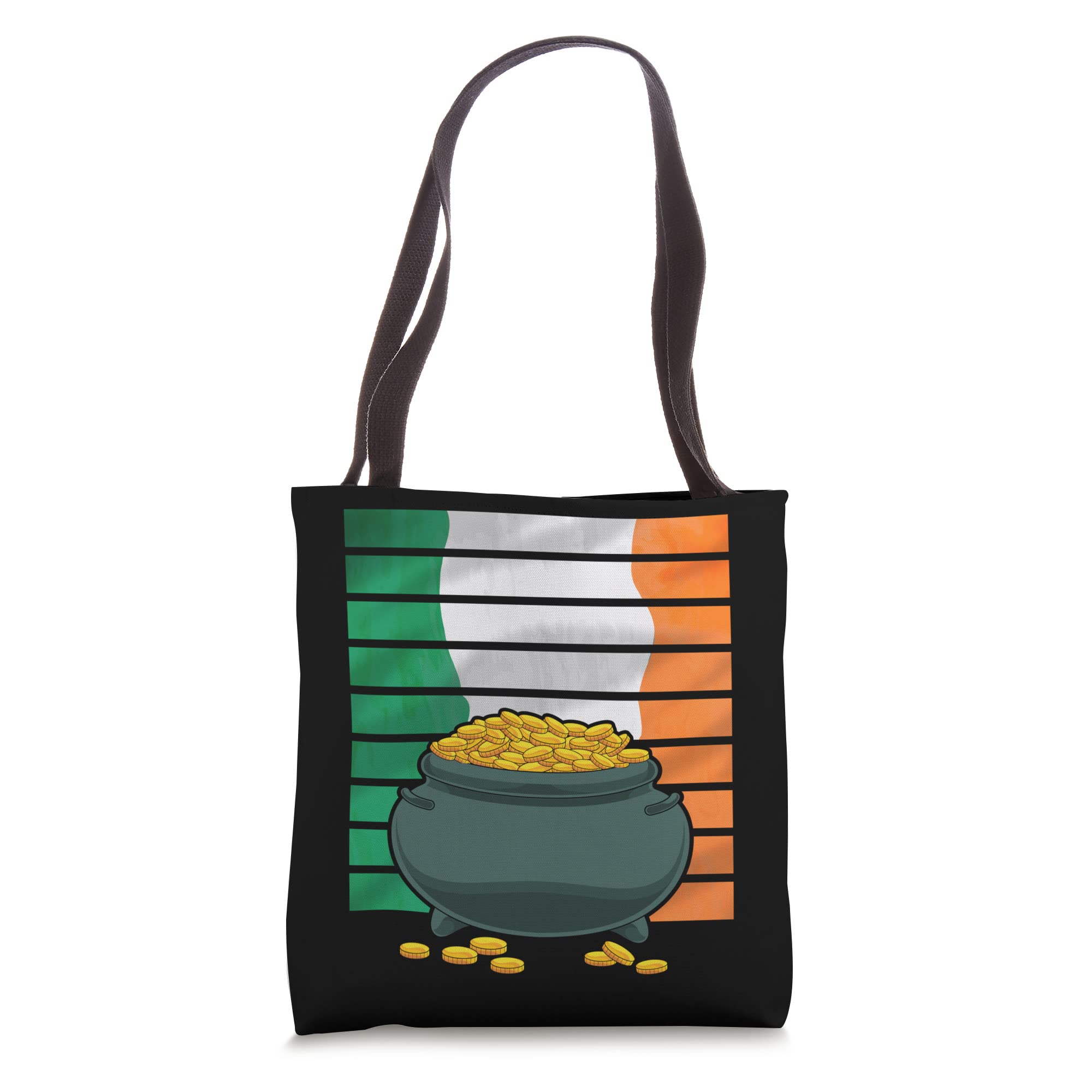 Pot Of Gold Saint Patrick's Day Irish Flag Tote Bag - Eco-Friendly Reusable Shopping Bag for St. Patrick's Day Parades, Irish Festivals & Grocery Shopping
