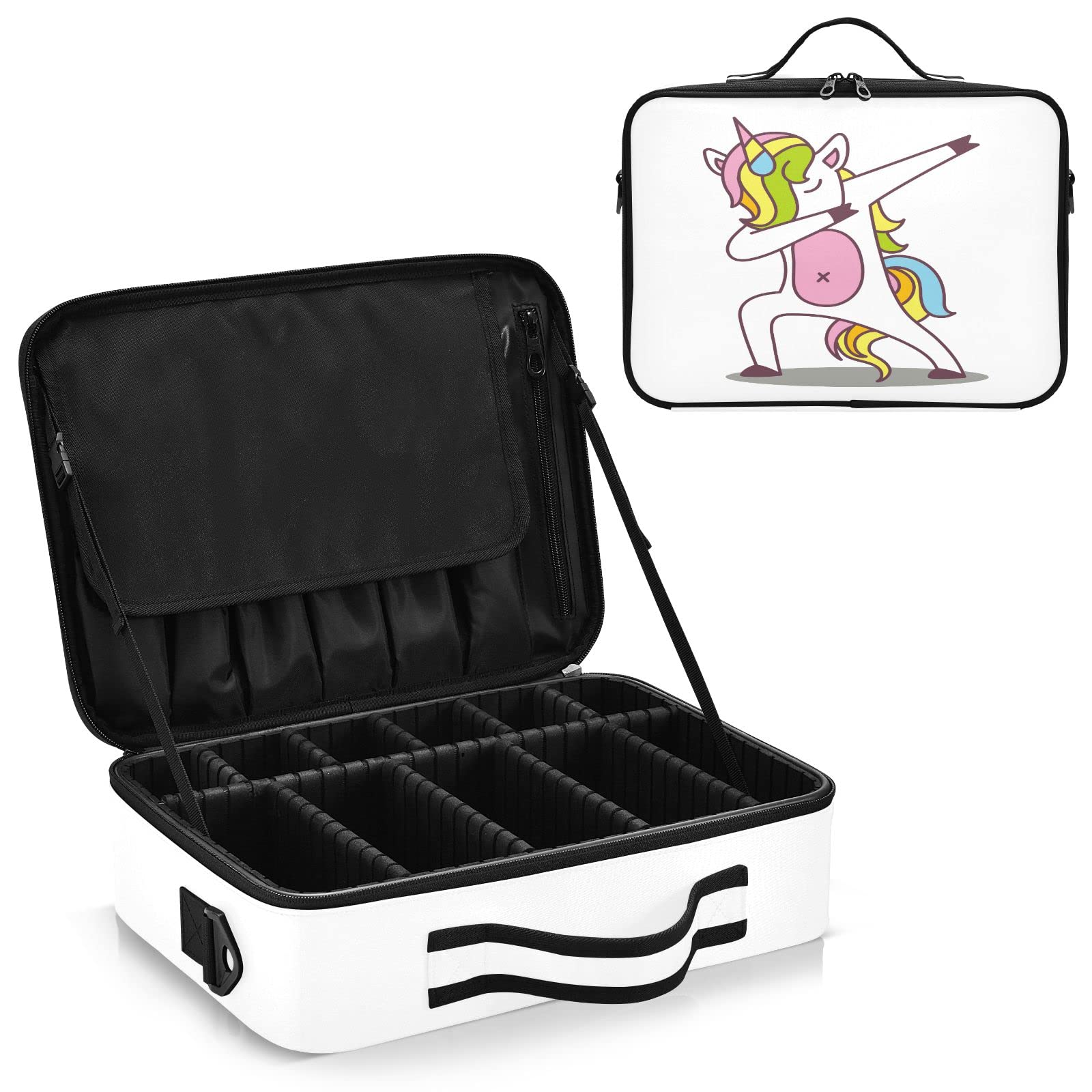 Funny Unicorn Travel Makeup Bag for Women - Waterproof Cosmetic Organizer Case with Portable Handle, Professional Makeup Train Case for Travel, Home & Salon Use | Perfect Gift for Makeup Artists & Beauty Lovers