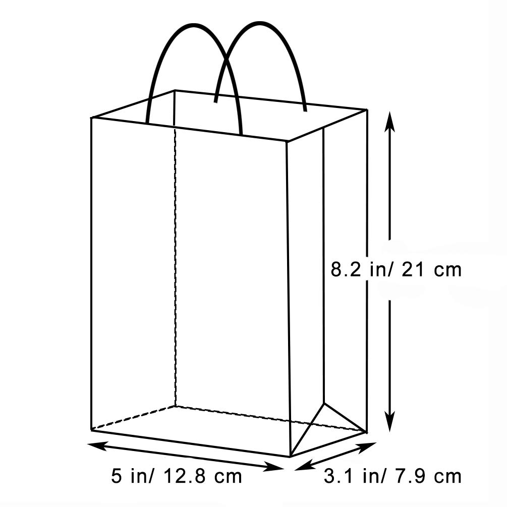AZOWA Small Kraft Paper Gift Bags with Handles - 5 x 3.1 x 8.2 Inches, Rainbow Colors, 12 Pack - Perfect for Party Favors, Wedding Gifts, Birthday Presents & Retail Packaging