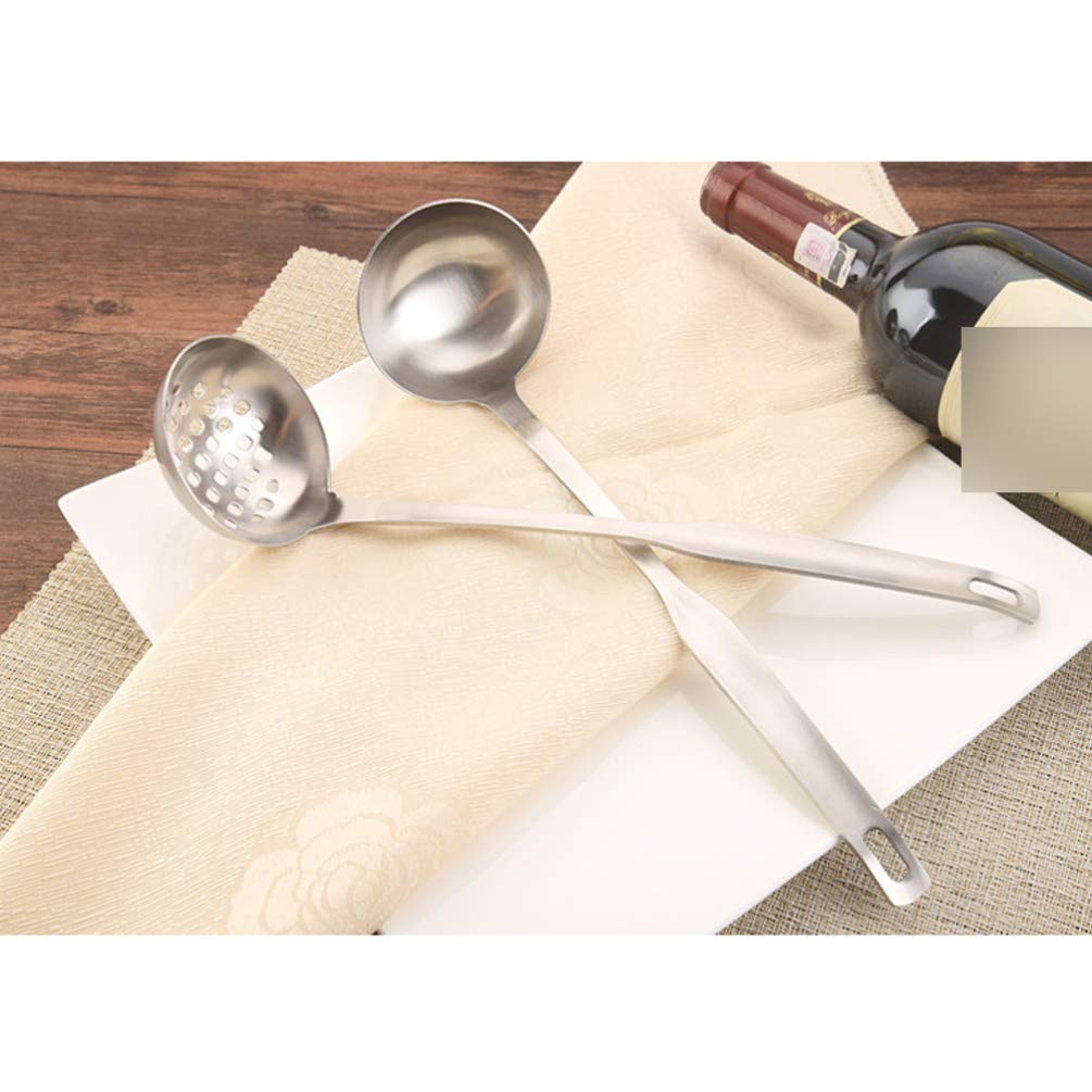 2-Pack Stainless Steel Colander Spoons - Slotted Soup & Hot Pot Serving Spoons for Cooking, Straining, and Serving - Perfect for Kitchens, Restaurants, and Outdoor BBQs