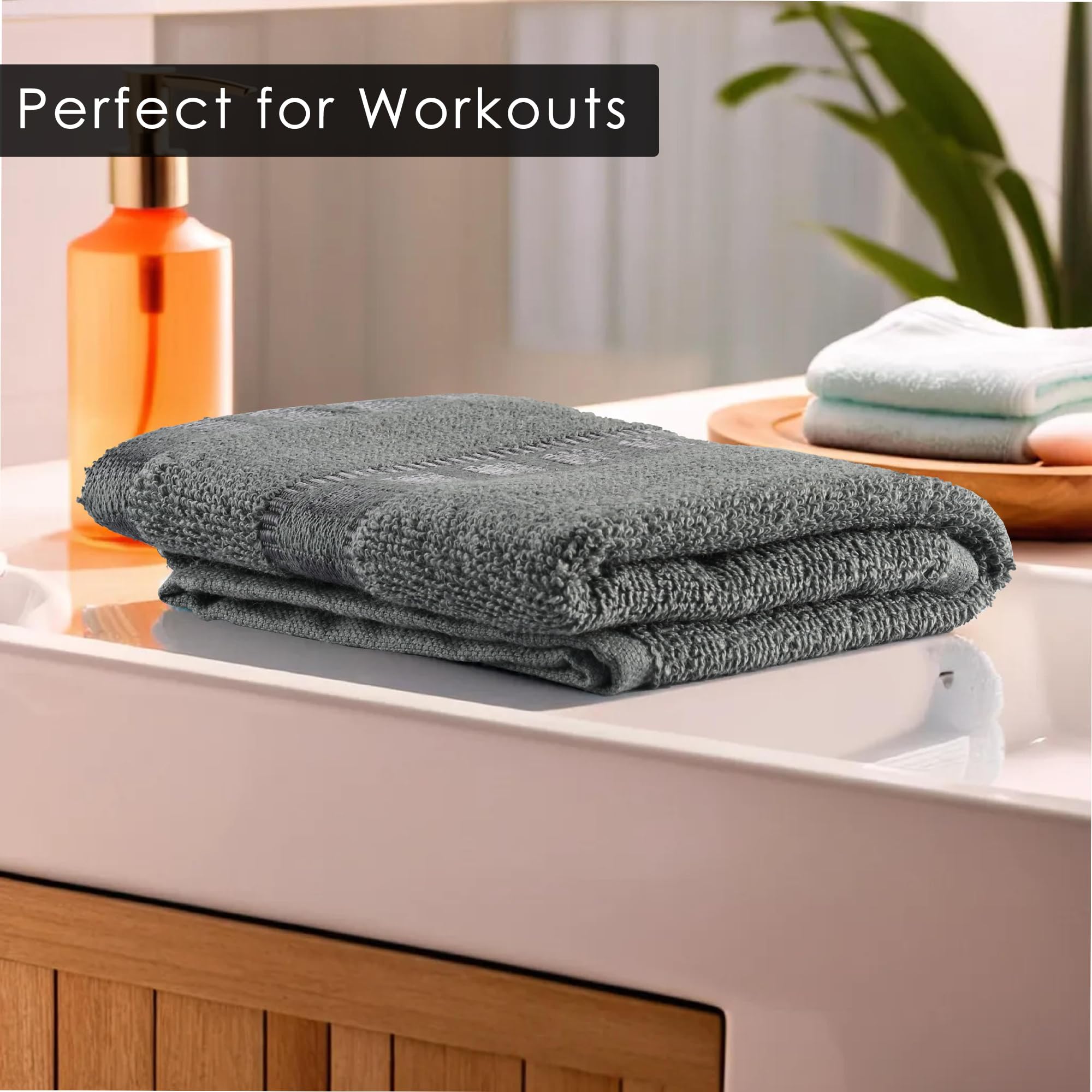 Premium Cotton Hand & Face Towels for Men & Women - Soft, Absorbent & Quick-Drying (Pack of 2, Grey & Sky Blue) | Gym, Workout, Travel & Everyday Use | Machine Washable Pocket Towels for Sports & Outdoor Activities