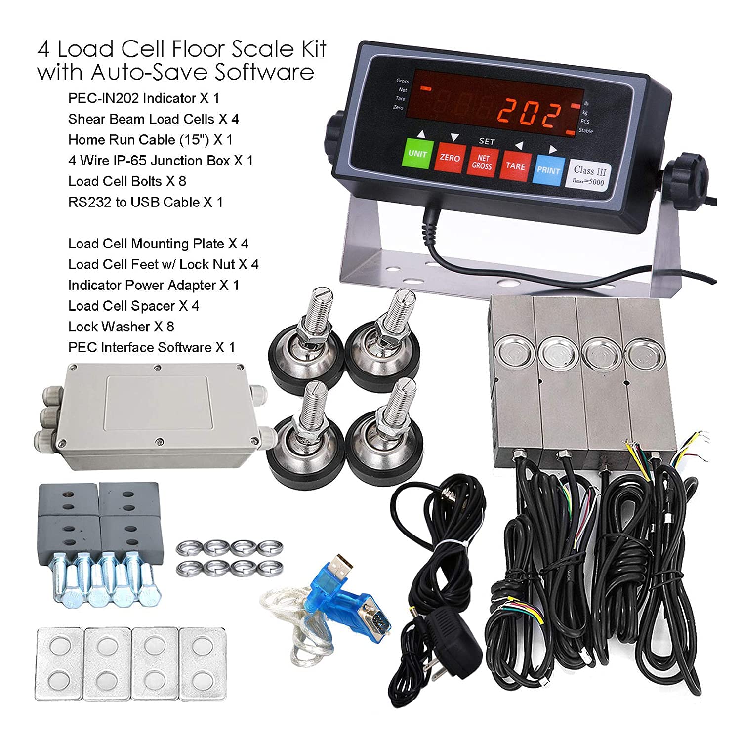 PEC Livestock Cattle Squeeze Chute Scale Kit - 10,000LBS Capacity, 0.1 Precision NTEP Legal for Trade - Perfect for Weighing Pigs, Goats & Sheep on Farms & Ranches