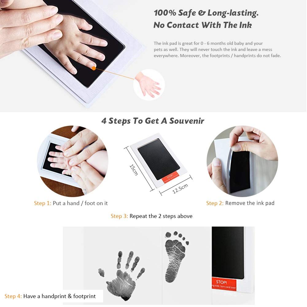 Safe Non-Toxic Baby Inkless Handprint Kit - Perfect Newborn Keepsake Gift for Parents