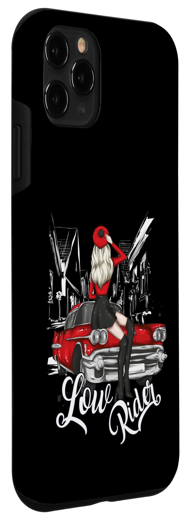 iPhone 11 Pro Case - Lowrider Girl Rockabilly Muscle Car & Hot Rod Engine Design - Durable Protective Phone Cover for Women & Men - Perfect for Car Enthusiasts, Rockabilly Fans & Vintage Style Lovers