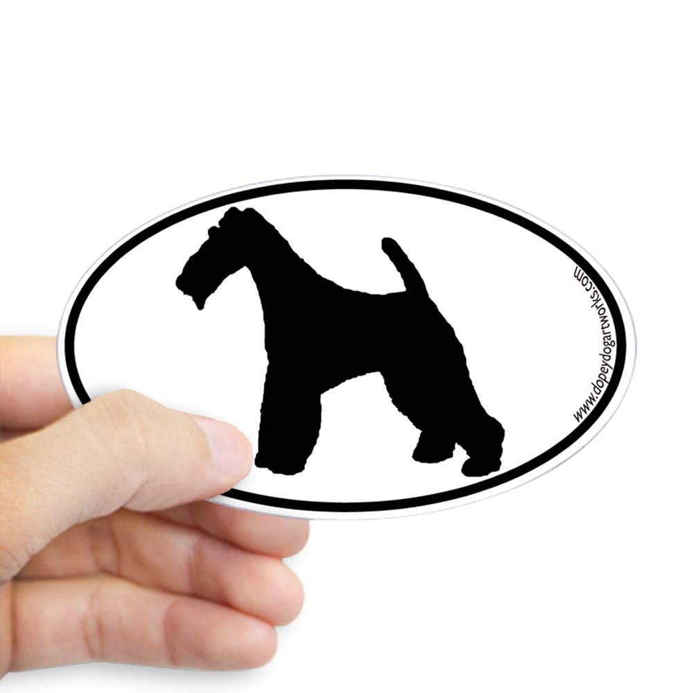 Wire Fox Terrier Silhouette Oval Car Bumper Sticker - Decorative Vinyl Sticker for Cars, Laptops, Windows & Water Bottles - Perfect for Pet Lovers & Dog Enthusiasts