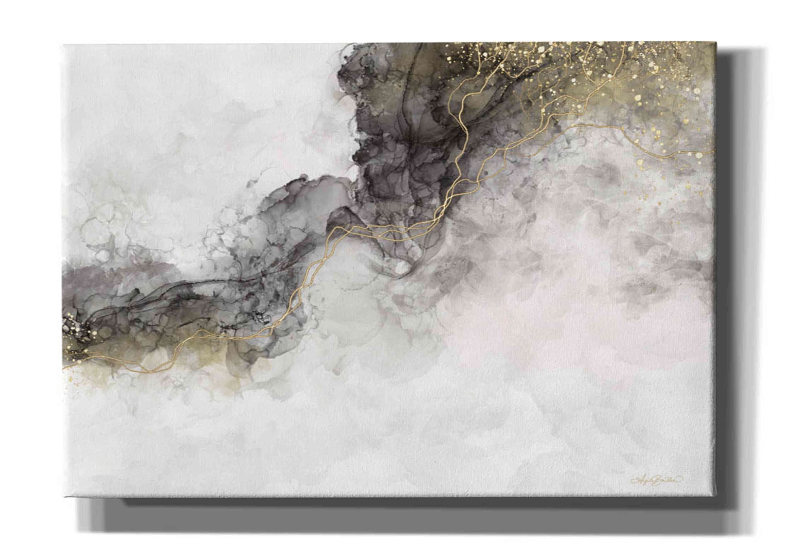 Epic Graffiti 'Smokey Abstract' by Angela Bawden - Premium Giclee Canvas Wall Art Print 26x18 Inches - Modern Abstract Painting for Living Room, Bedroom & Office Decor
