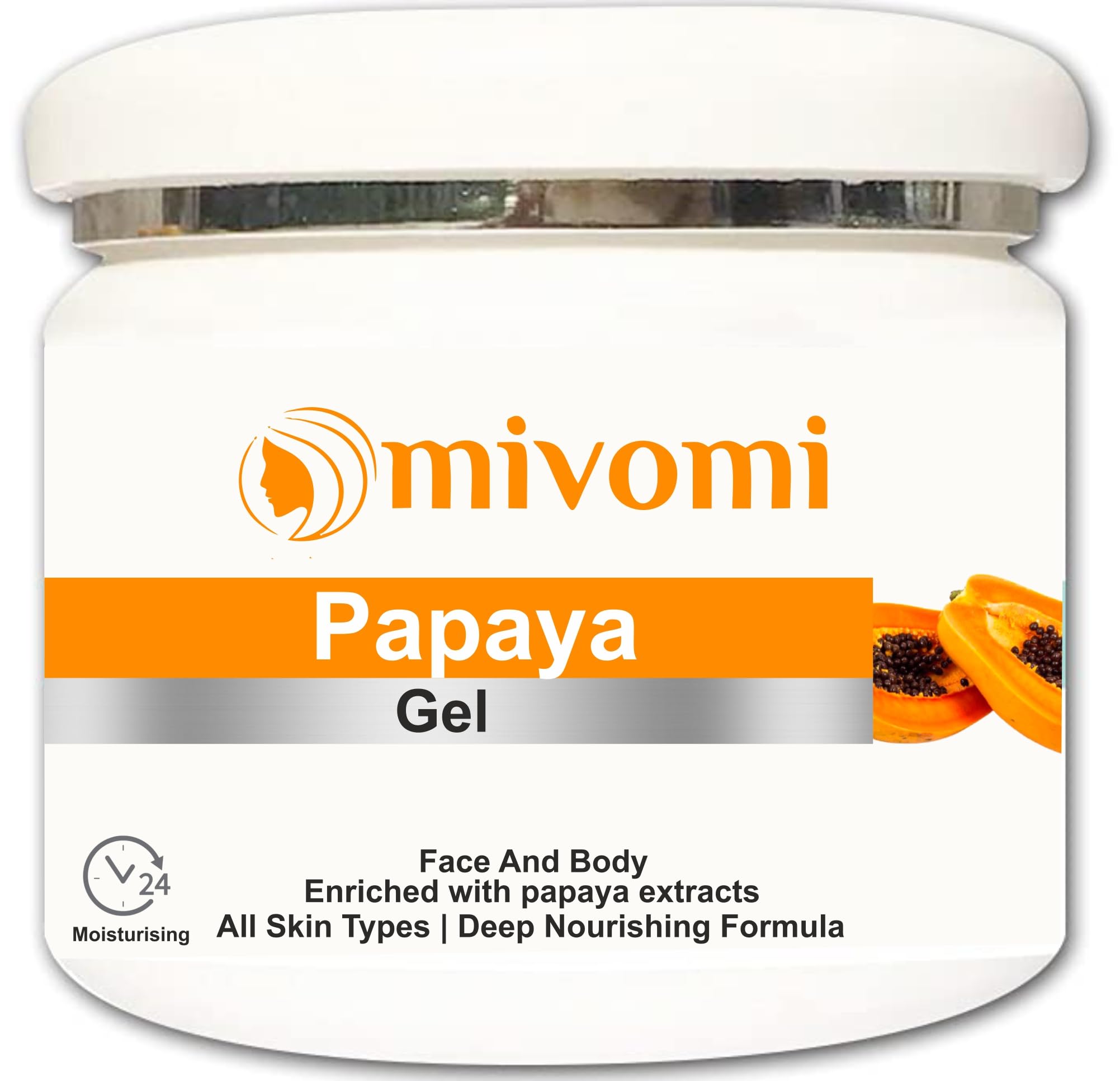MIVOMI Papaya Gel 250ml - Natural Skin Brightening & Moisturizing Face Cream - Perfect for Dry Skin, Dark Spots & Acne Scars - Use for Night Care & Daily Hydration
