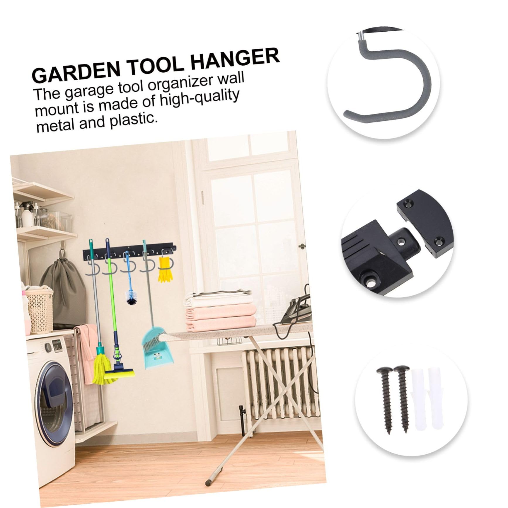 SOESFOUFU 5-Pack Garden Tool Hanger Set - Durable Metal & Plastic Wall Mount Organizer for Brooms, Mops & Yard Tools (Random Colors) - Perfect for Garage, Shed & Home Storage Organization