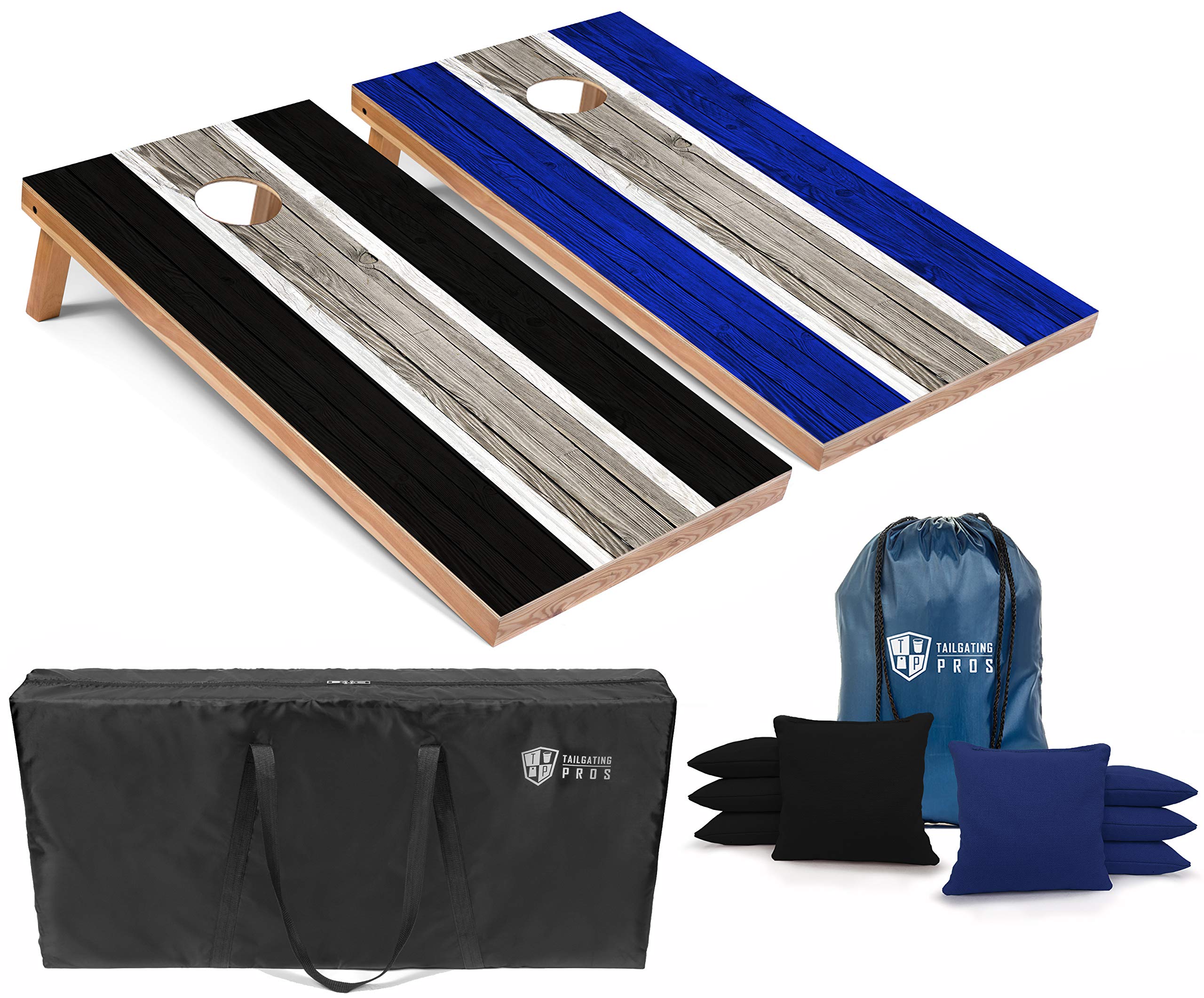 Premium LED Cornhole Board Set - 4'x2' Regulation Size with Striped Lightweight Design, LED Ring Lights, 8 Bean Bags & Carrying Case - Perfect for Tailgating Parties, Backyard BBQs, and Outdoor Game Nights
