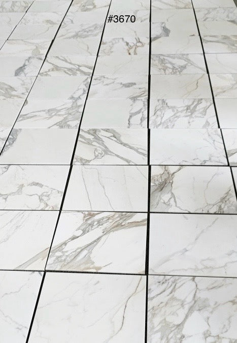 Premium Calacatta Gold Marble Tile 24x24 Inches - Polished Porcelain Floor & Wall Tile for Kitchen, Bathroom, and Luxury Home Decor