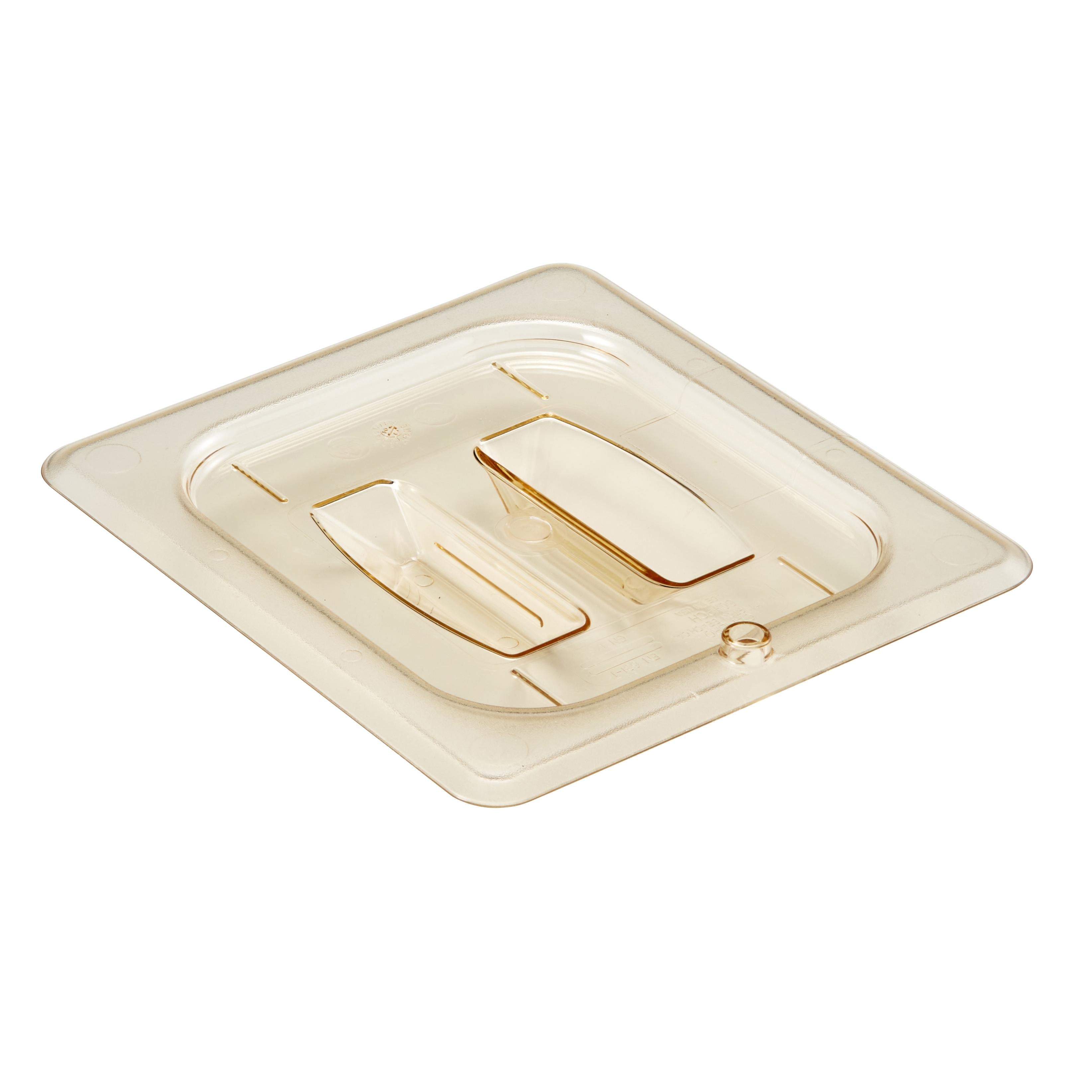 Cambro 60HPCH150 1/6 Size High Heat Resistant Food Pan Cover with Handle, Amber - Perfect for Commercial Kitchens, Buffets, and Food Service Storage