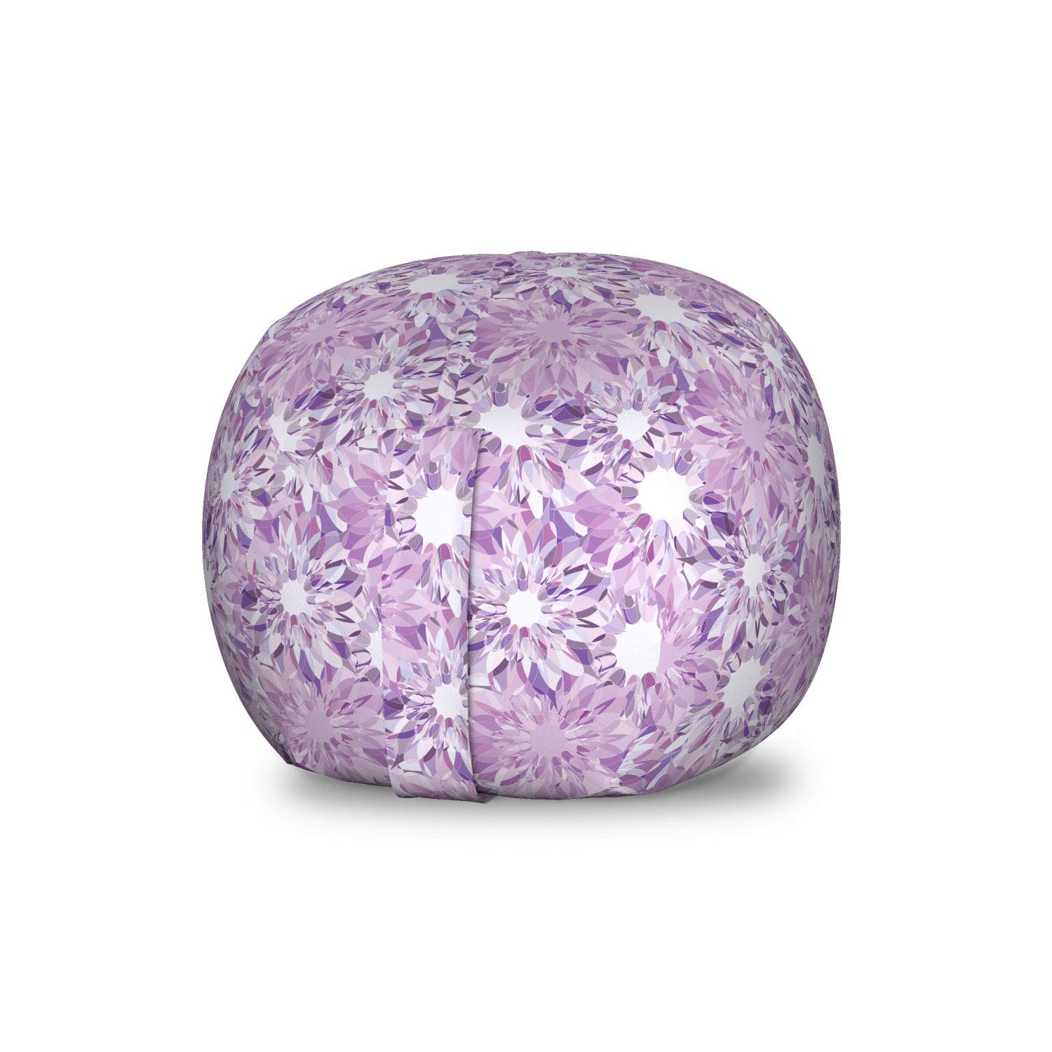 Ambesonne Mauve Toy Storage Bag Chair - Digital Guiloche Fractal Crystal Floral Retro Design - Washable Stuffed Animal Organizer for Kids Room - Small Size Lilac & Lavender - Perfect for Nursery, Playroom or Dorm Organization
