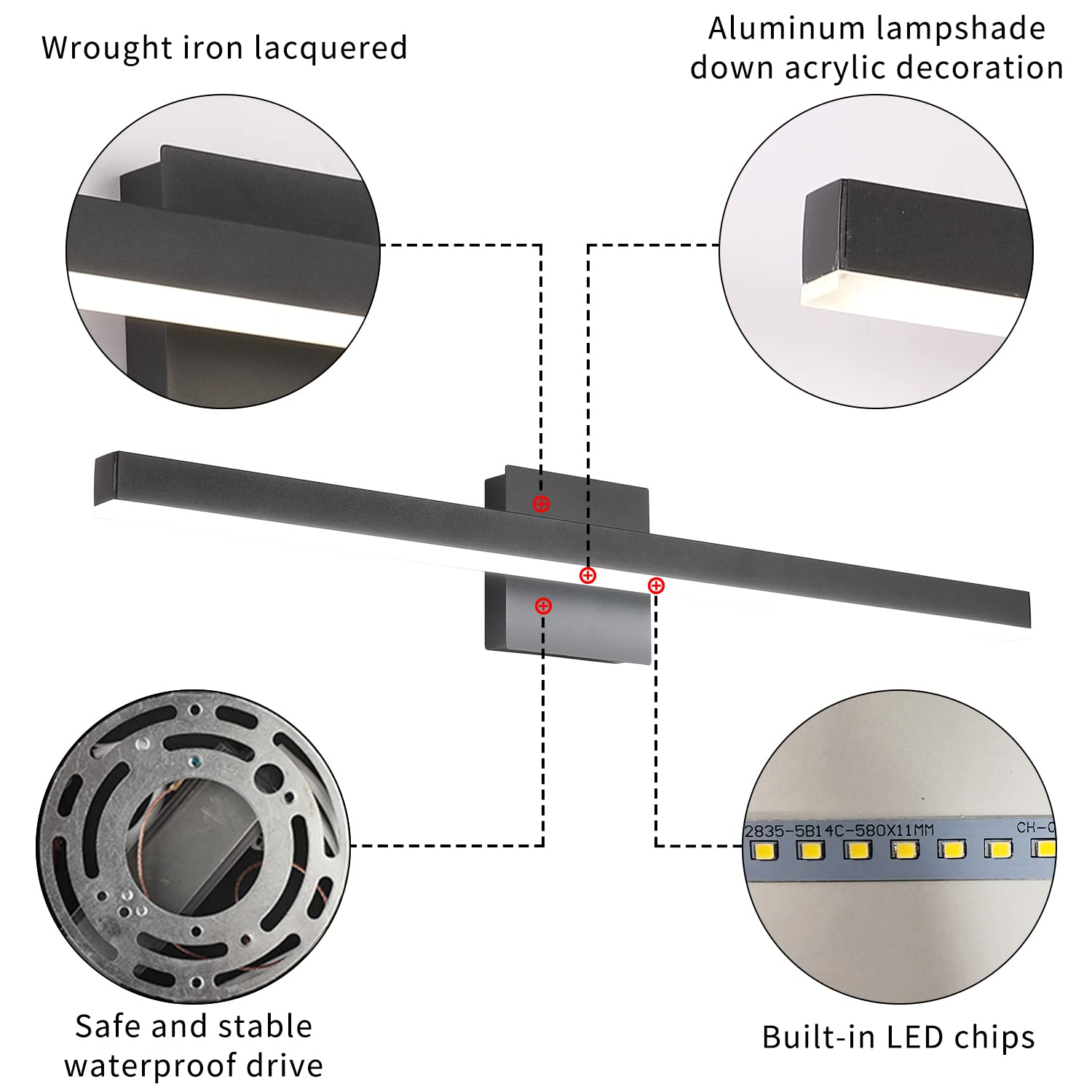 Joossnwell Modern Vanity Light Fixtures - Matte Black Aluminum LED Bathroom Light Bar (31.5 Inch, 20W, 6000K Cool White) - Perfect for Mirror Lighting, Wall Sconce & Contemporary Bathroom Decor