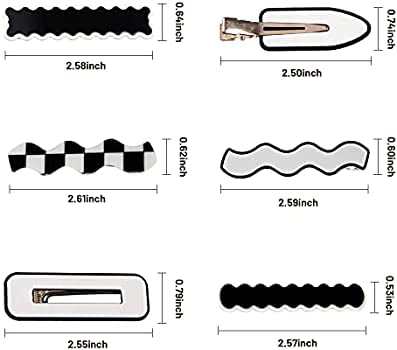 ADORNISH 12 PCS No Bend Hair Clips - Fashionable Black & White Hair Barrettes for Women - Acrylic Hair Pins for Thick & Thin Hair - Perfect for Work, Parties & Everyday Styling