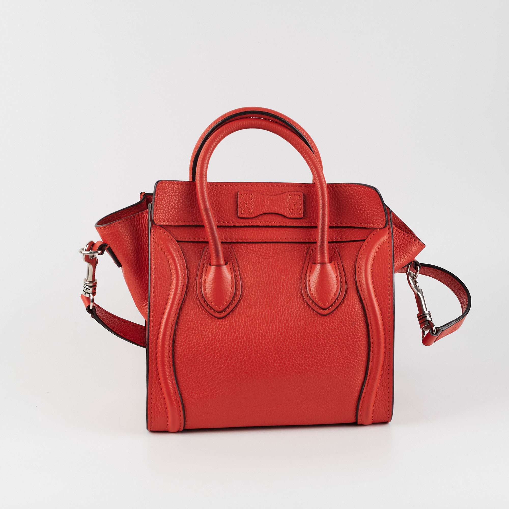 Celine Luggage Nano Handbag in Red | Genuine Leather Crossbody Bag for Women | Perfect for Work, Travel & Everyday Use