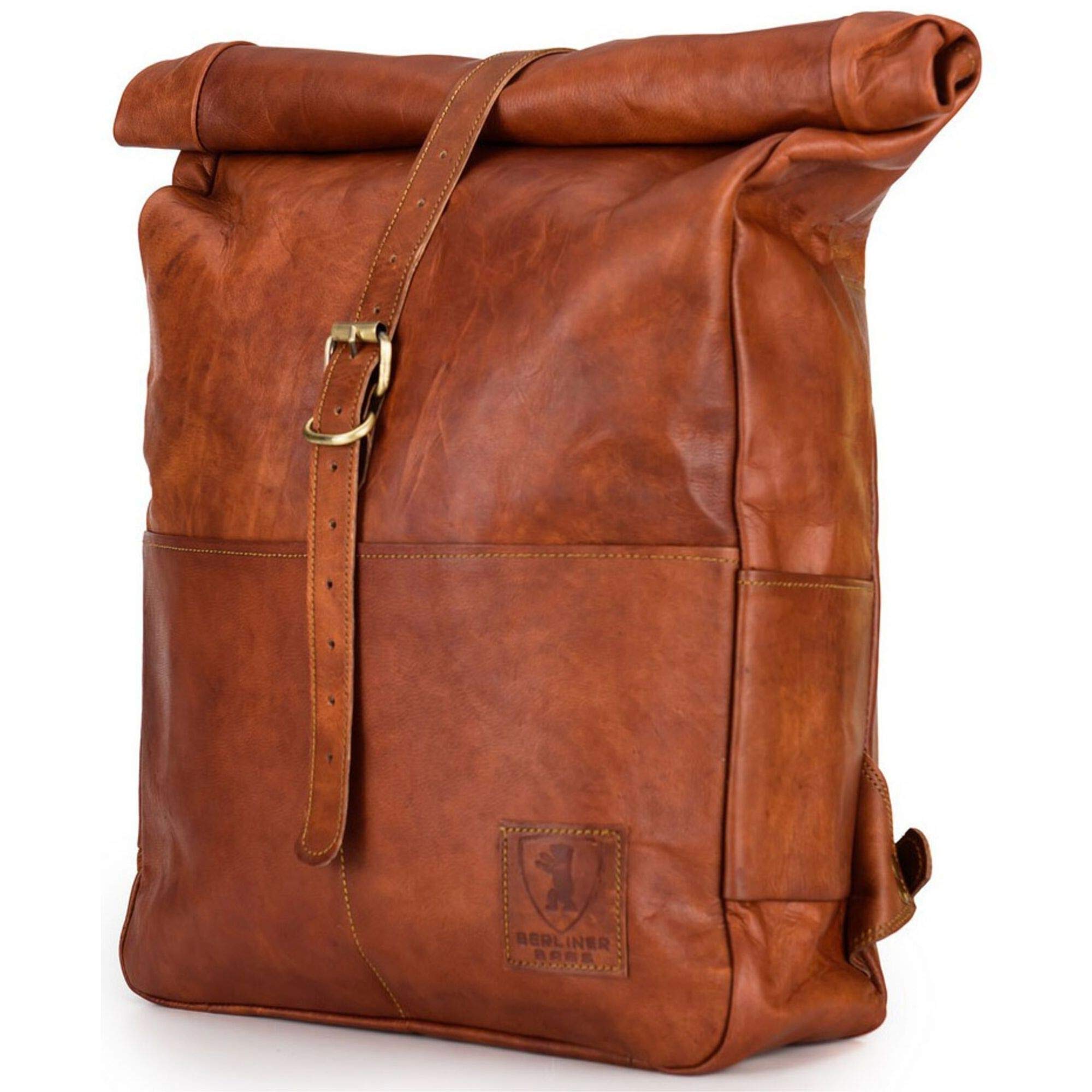 Vintage Leather Backpack for Men & Women - Berliner Bags Paris XL Large Waterproof Bookbag in Brown (Cognac) | Durable Travel Backpack for College, Work & Outdoor Adventures