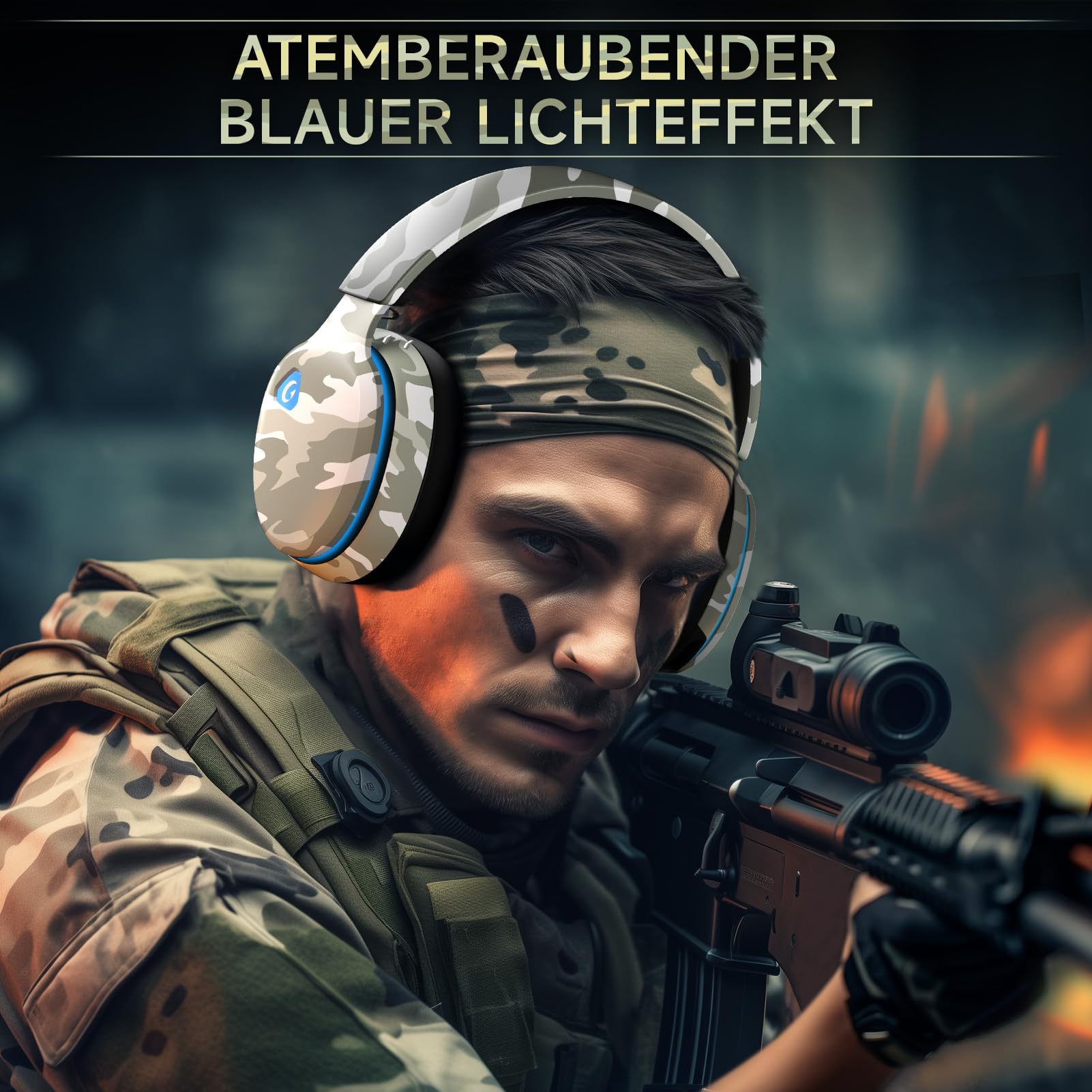 Wireless Gaming Headset for PC/PS4/PS5/Nintendo Switch - 2.4GHz Wireless Headphones with 50mm Drivers, Noise Cancelling Mic & Surround Sound (Camouflage) - Perfect for Competitive Gaming, Streaming & Online Chat