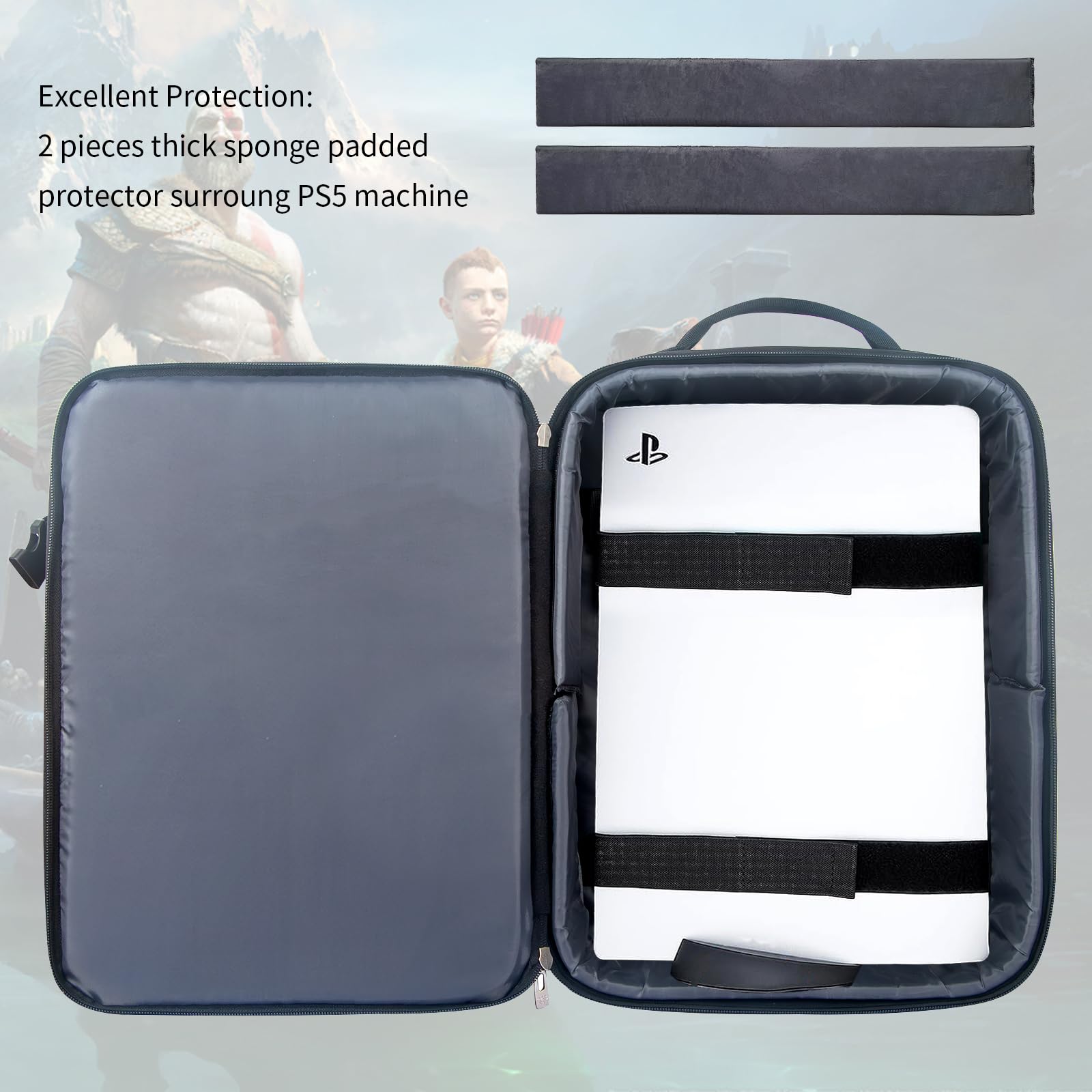 Hap Tim Travel Backpack for PS5 Console - Padded Protective Carrying Case with Large Capacity for Laptop, PS5 Controller, Headset & Accessories | Perfect for Gaming Travel, Commuting & Outdoor Use | Black (P-2306)