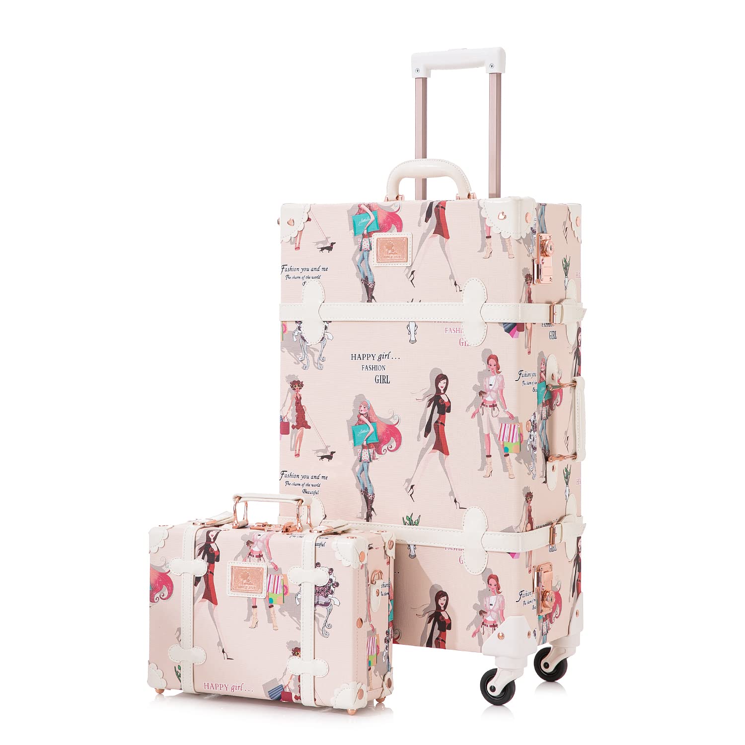 Vintage 2-Piece Suitcase Set with 12