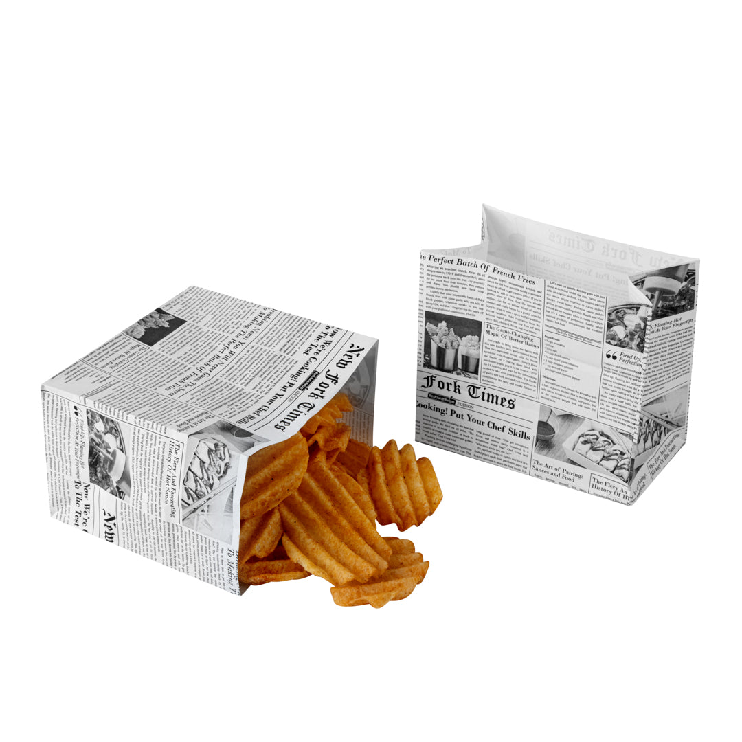 Eco-Friendly Newsprint Paper Snack Bags 4.25 x 2.5 x 3.75 Inches - 100 Count Bulk Pack for Parties, Picnics & Takeout Food | Biodegradable Kraft Paper Lunch Bags