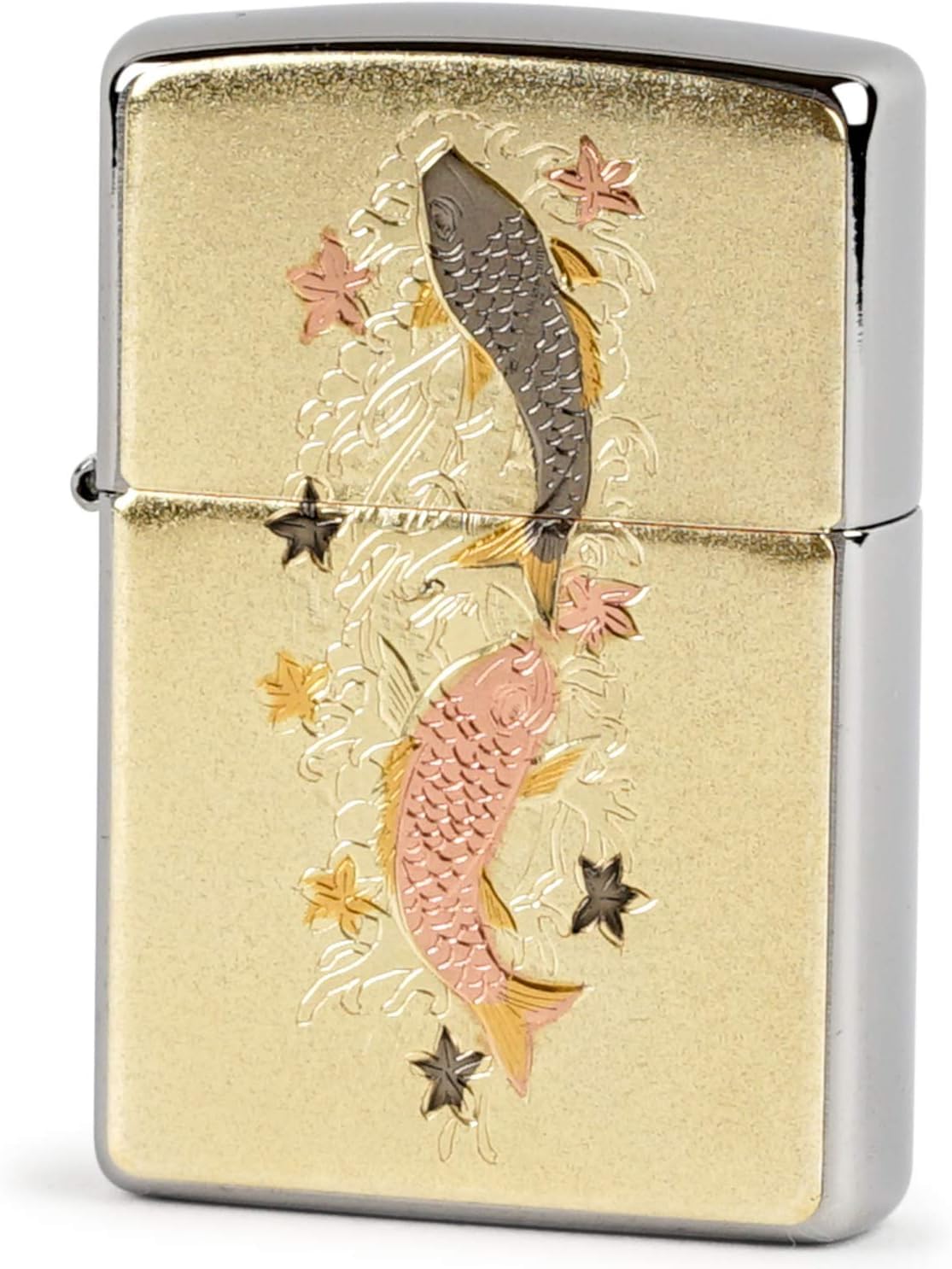 Zippo Ukiyoe Ascending Couple Carp Electroforming Japan Limited Edition Oil Lighter - Vintage Japanese Design for Collectors & Everyday Use (Camping, Gifts, Outdoor Adventures)