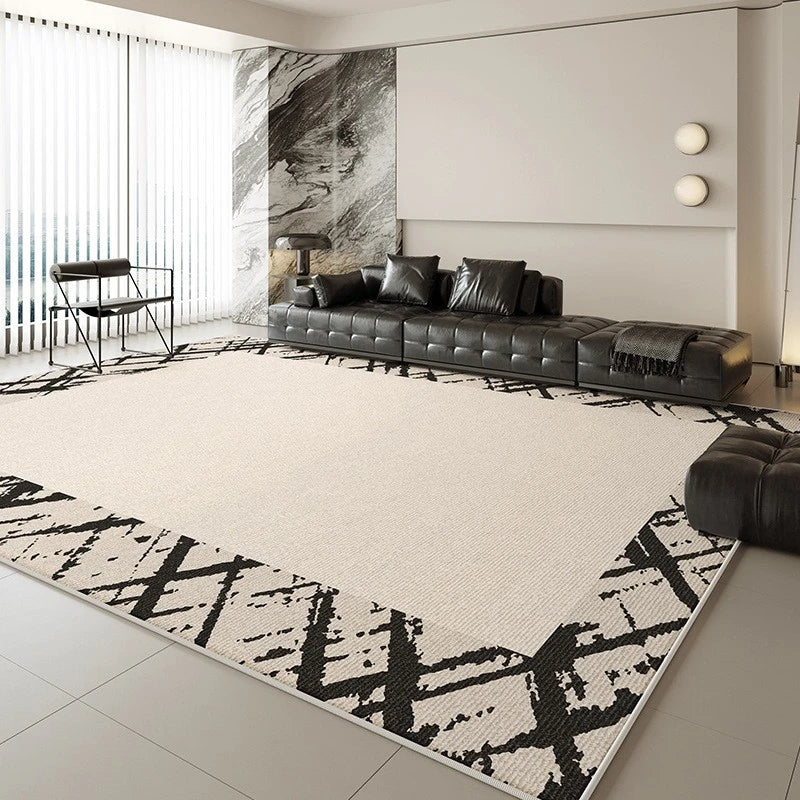 Kori Velvet Geometric Waterproof Antibacterial Area Rug - Soft Non-Slip Washable Carpet for Living Room, Bedroom, Nursery & Office
