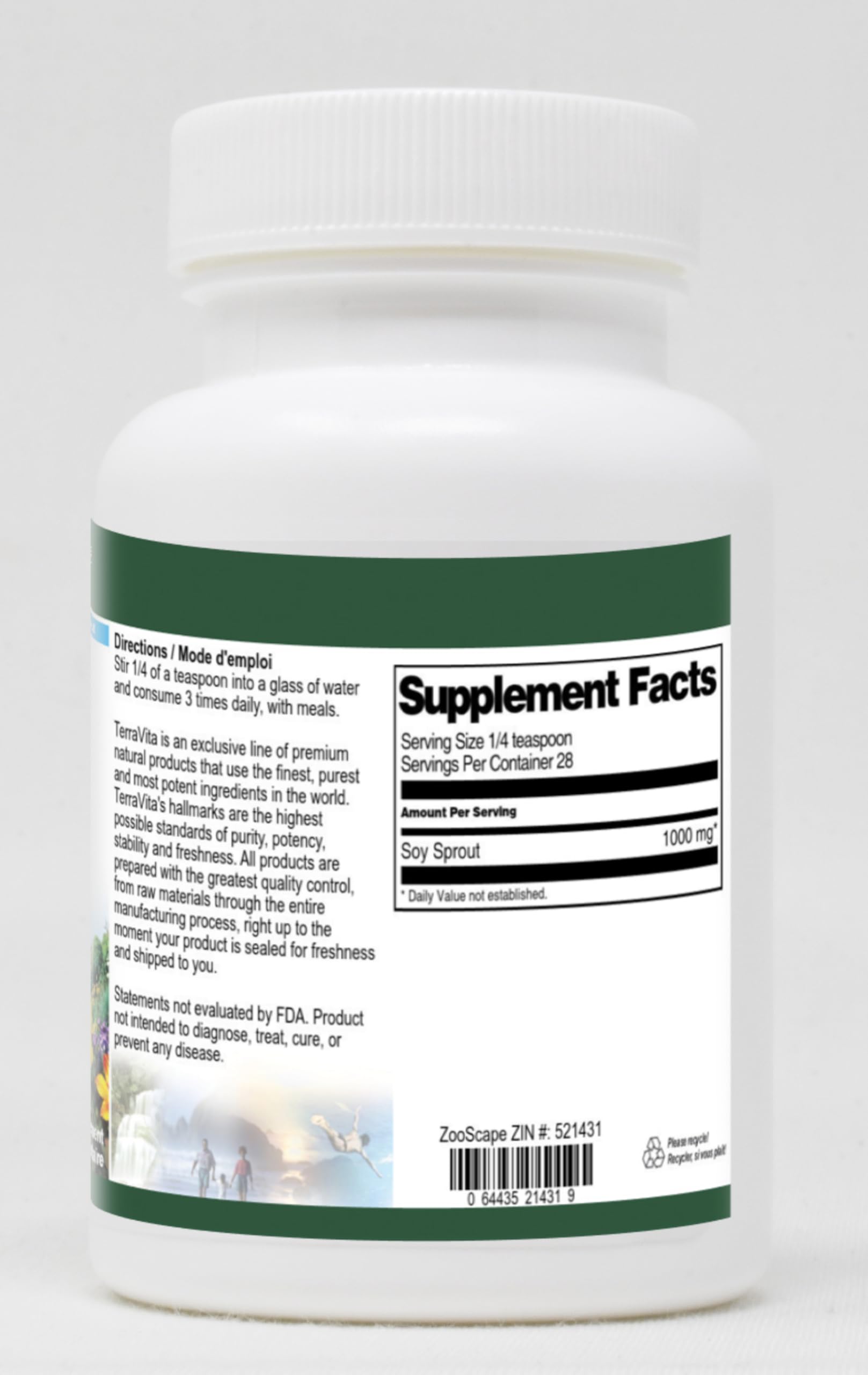 Organic Soy Sprout Powder 1oz (30g) - Non-GMO, Gluten-Free Superfood for Smoothies & Baking | ZIN: 521431 | Boost Immunity & Energy Naturally