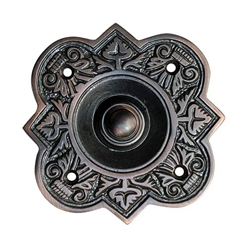 Adonai Decorative Brass Bell Push - Oil Rubbed Bronze Doorbell Button for Vintage Home Entrance & Office Door