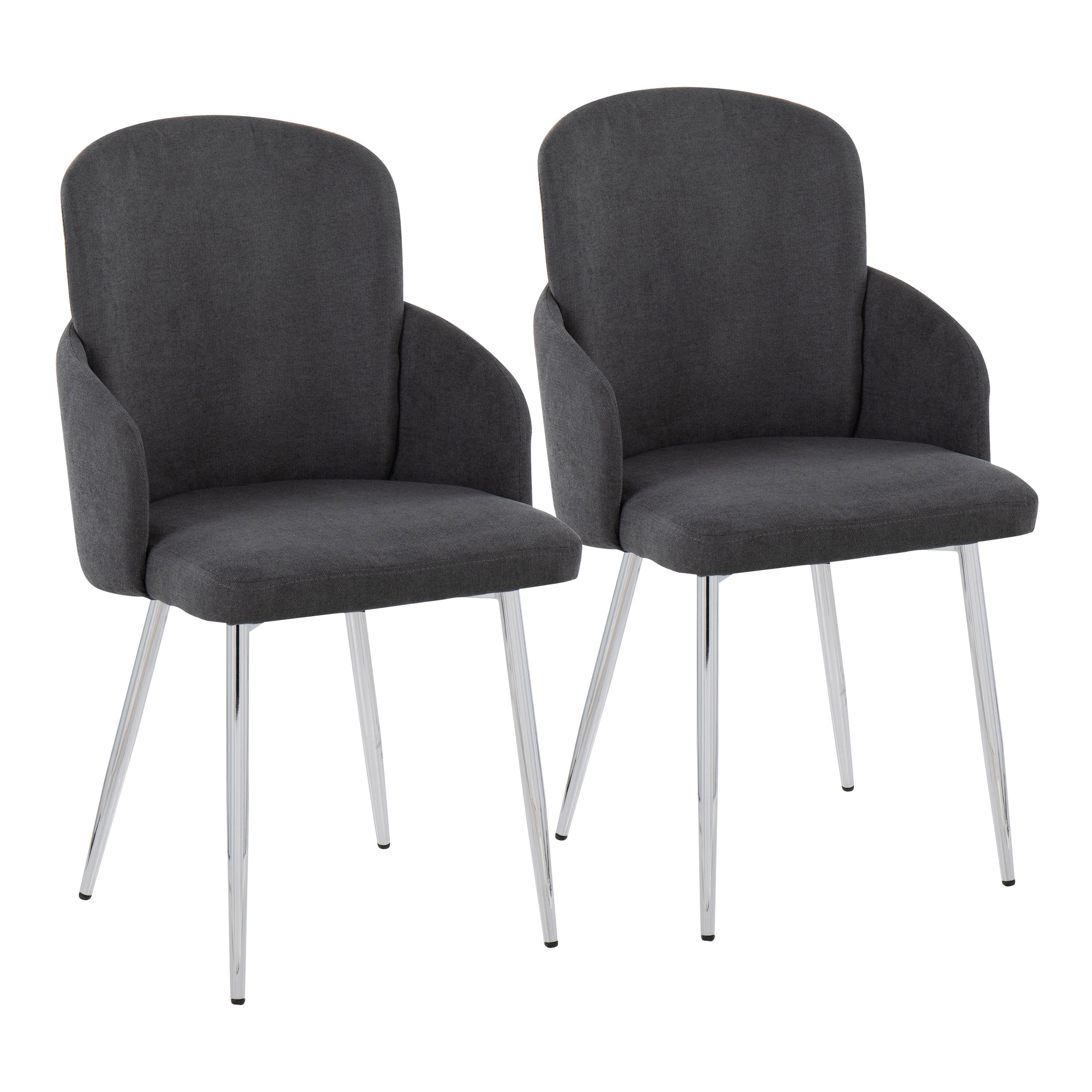 LumiSource Modern Dahlia Dining Chairs Set of 2 - Chrome Metal Frame with Grey Fabric Upholstery - Perfect for Kitchen, Dining Room & Contemporary Home Decor