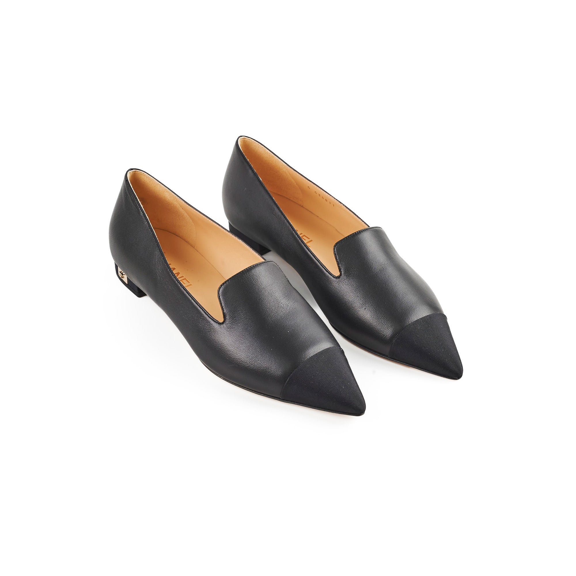 Chanel Black Lambskin Cap Toe Loafers - Size 42 | Luxury Women's Slip-On Shoes for Office, Party & Formal Occasions