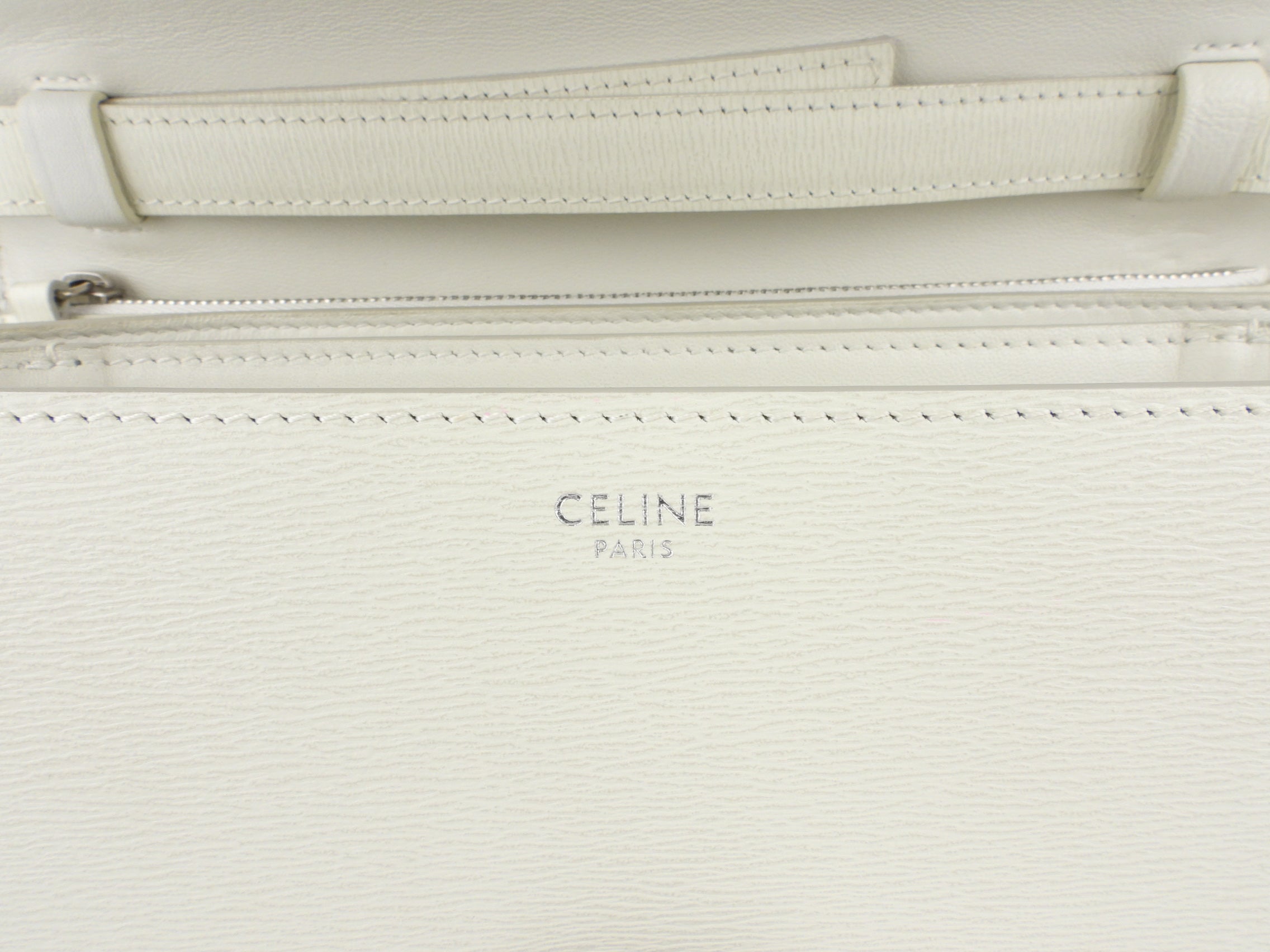 Celine White Textured Leather Medium Box Bag - Luxury Designer Handbag for Women | Perfect for Work, Travel & Evening Events