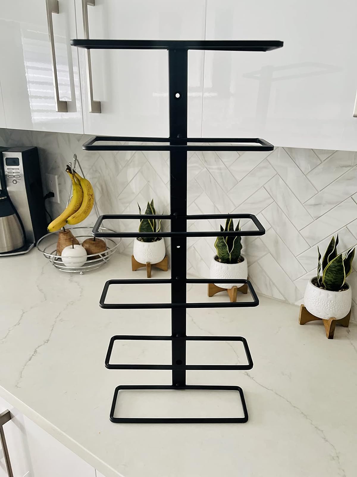 TheRackCo. Wall Mounted Wine Bottle Rack - Black Metal Frame Holds 6 Bottles | Space Saving Home Bar Decor for Kitchen, Dining Room & Wine Cellar Organization
