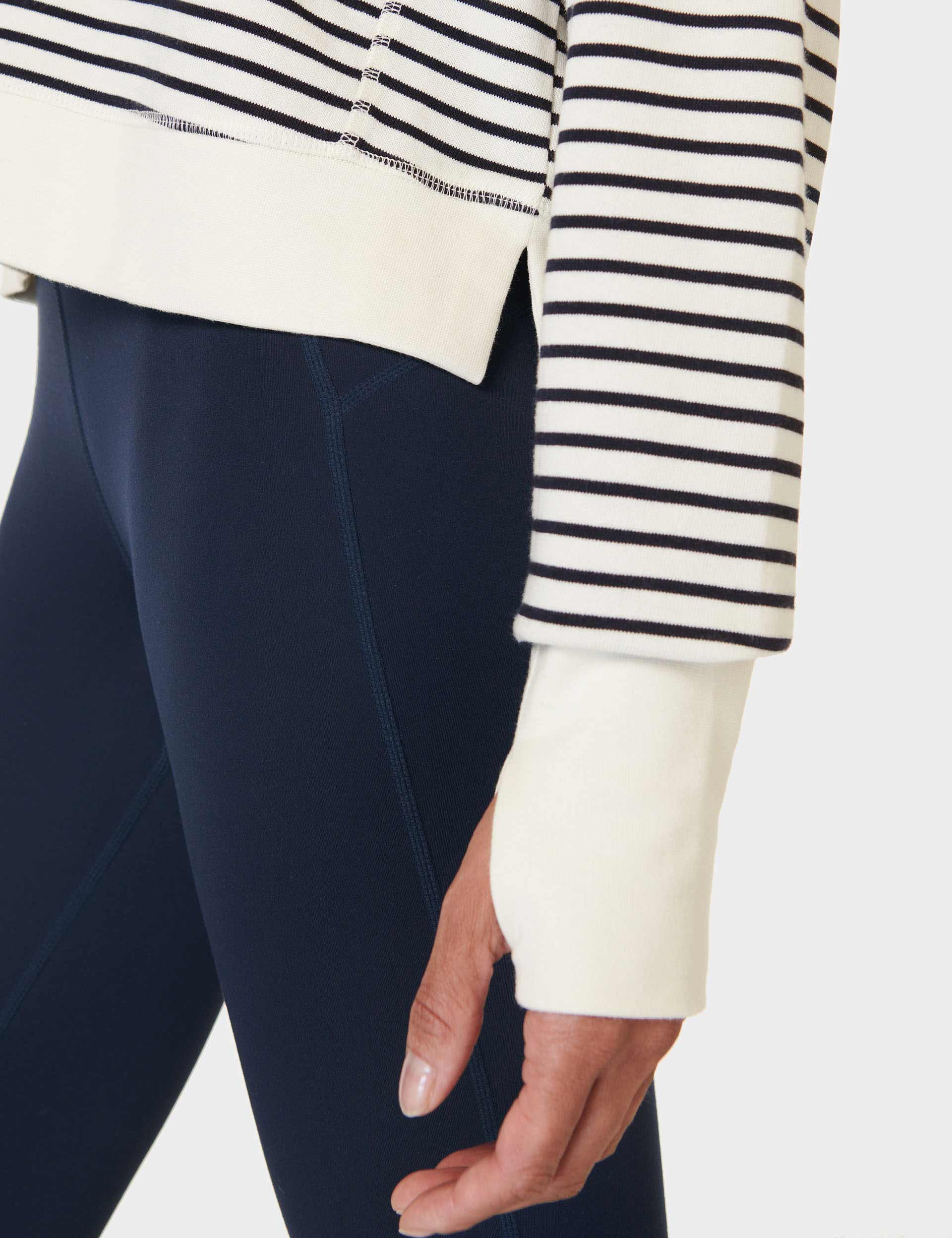 After Class Crop Sweatshirt - Lily White Stripe | Women's Casual Pullover Hoodie for School, Gym & Streetwear Fashion