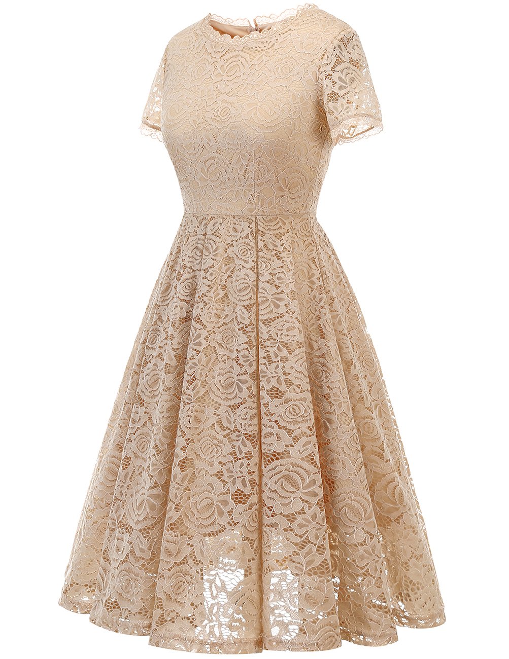 DRESSTELLS Elegant Lace Cocktail Dress | Tea Length Prom Party Dress for Women & Teens | Formal Bridesmaid & Wedding Guest Dress | Perfect for Evening Parties, Dinners & Special Occasions