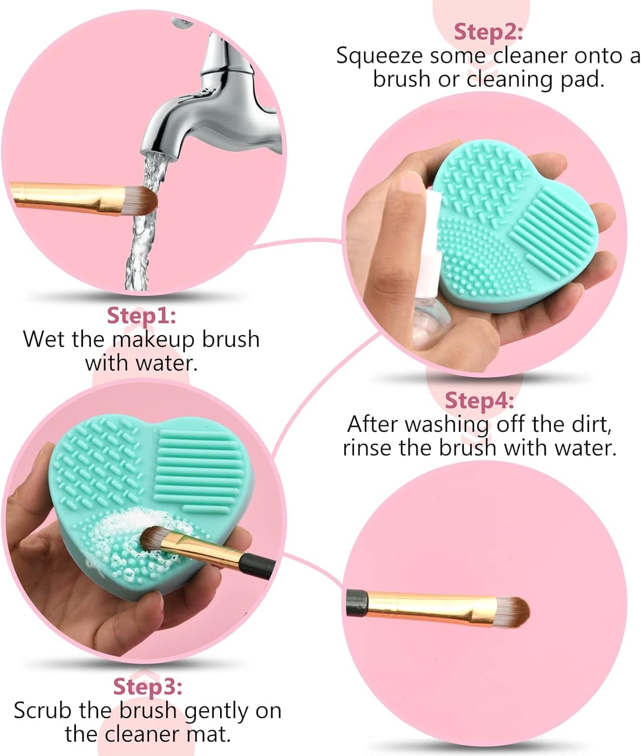 COSLUXE Silicone Makeup Brush Cleaning Mat - Egg Shaped Cosmetic Brush Scrubber & Washing Tool for Professional & Home Use - Portable Beauty Accessory for Sink, Countertop or Travel (1 Piece)
