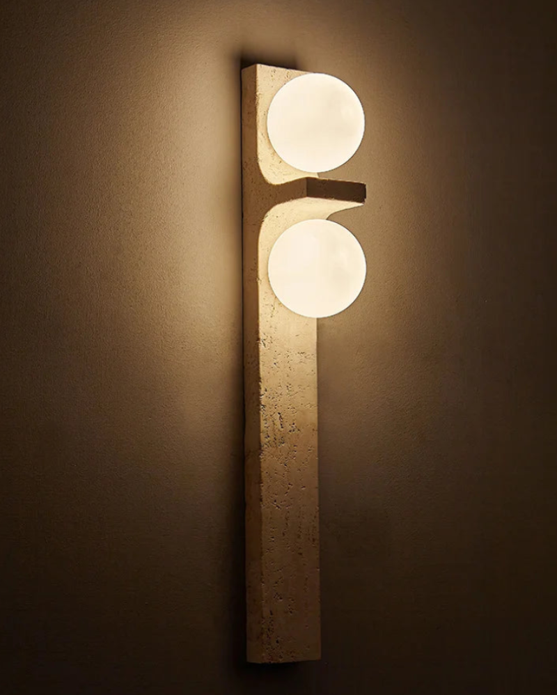 Lumina Twin Globe Marble Wall Sconce - Modern Marble & Glass Wall Light Fixture for Bedroom, Living Room, Hallway - Elegant Home Decor Lighting