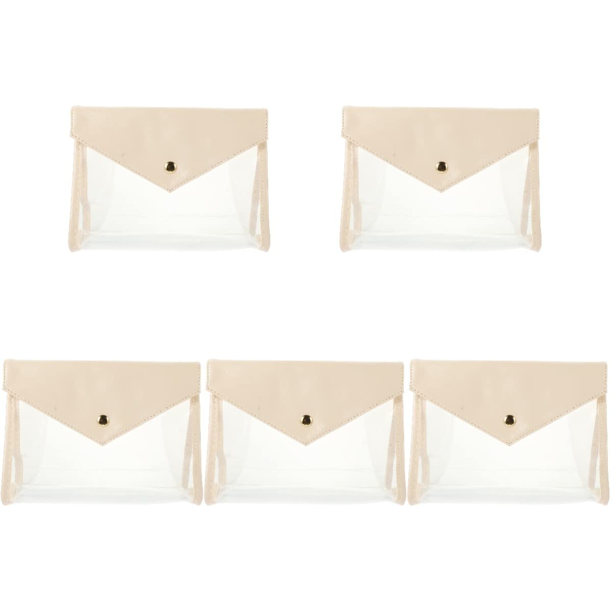 FRCOLOR 5 Pack PVC Clear Makeup Bags - Milk White Transparent Travel Toiletry Organizer for Cosmetics, Lightweight Waterproof Cosmetic Pouch (Perfect for Travel, Gym, Beach & Daily Organization)