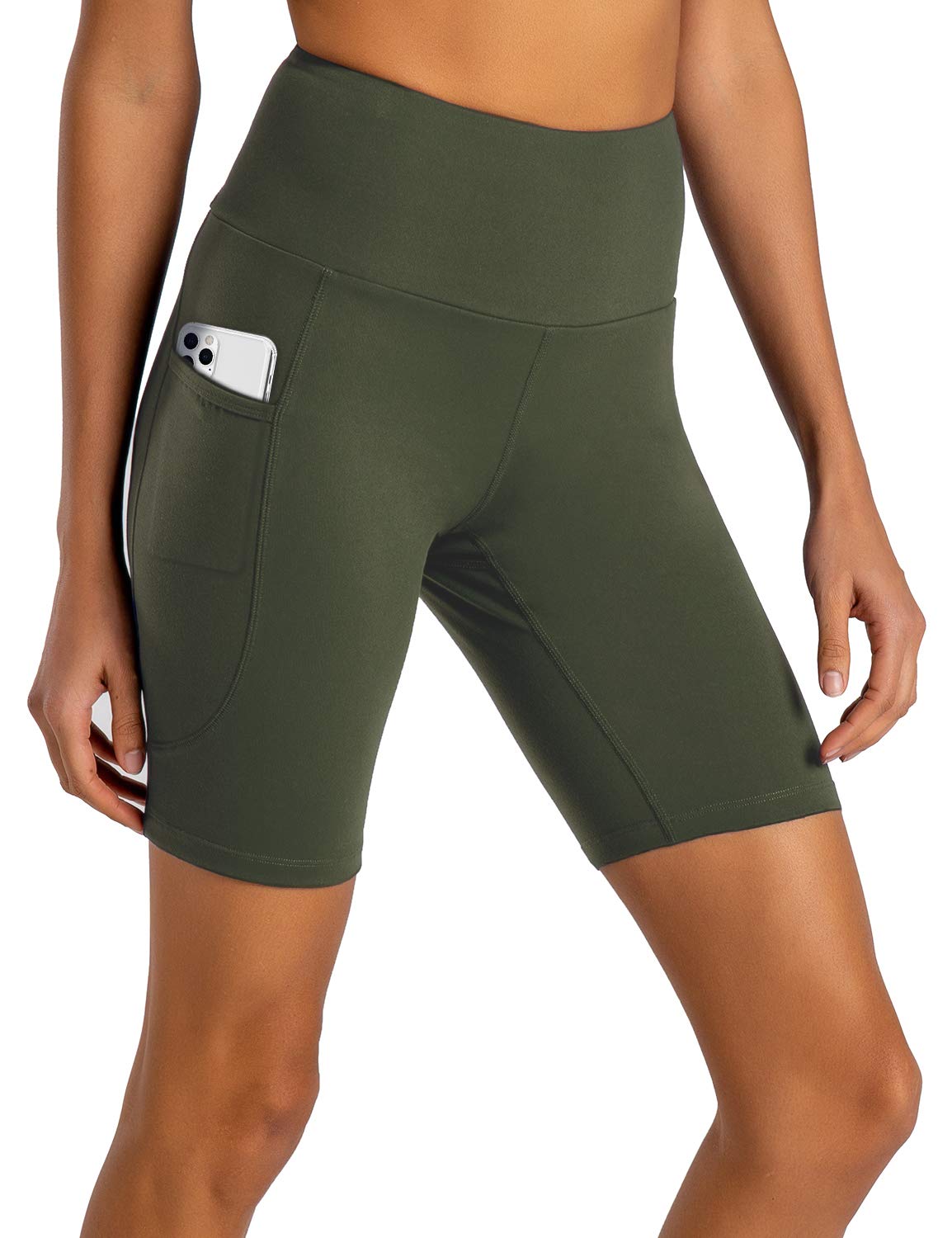 FIRST WAY Women's High Waisted Yoga Shorts with Pockets - 2