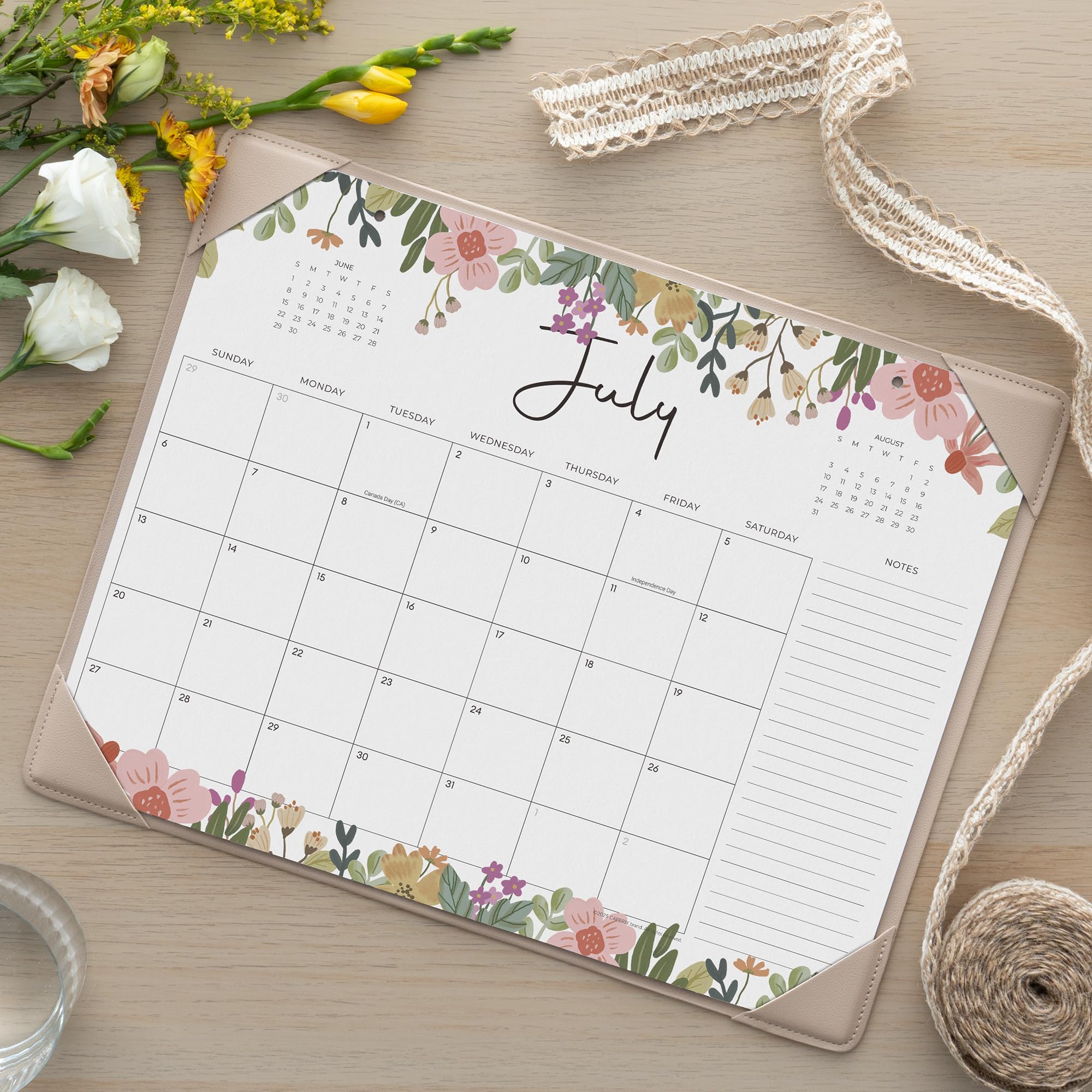 Cabbrix 2025-2026 Floral Desk Calendar with Blotter Pad | 15x12 Inch March 2025-June 2026 Planner | Home, School & Office Organization | Perfect for Scheduling, Note-Taking & Workspace Decor (Floral Design)