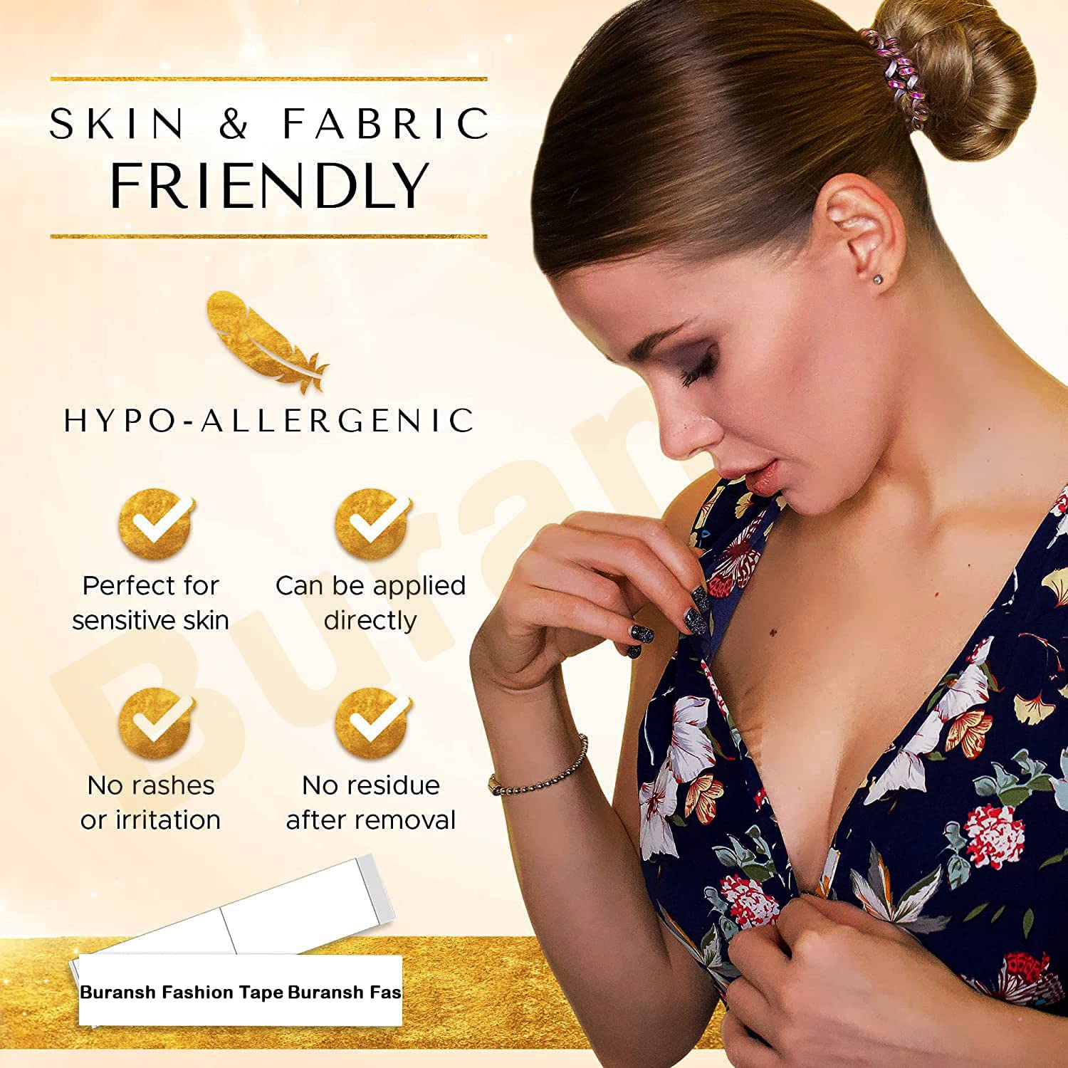 Buransh Double Sided Body Tape for Women - Strong & Clear Fashion Tape for All Skin Tones & Fabrics - Perfect for Dresses, Strapless Tops & Wardrobe Fixes