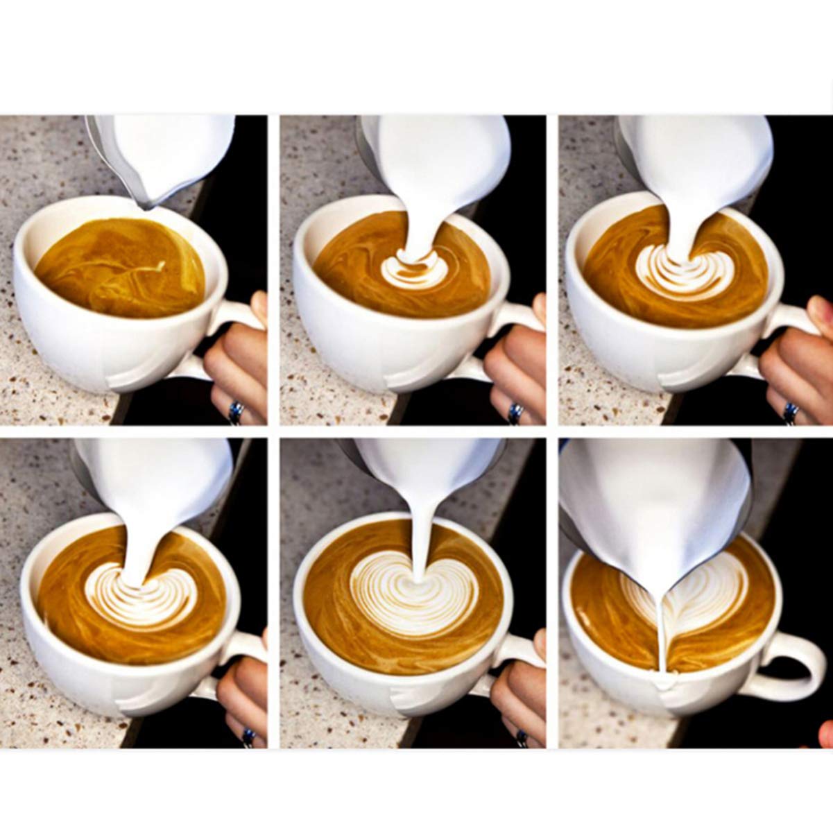 DOITOOL Stainless Steel Milk Frothing Pitcher with Handle - Barista Grade Milk Pouring Cup for Latte Art, Coffee, Hot Chocolate & Cappuccino - Perfect for Home & Professional Use