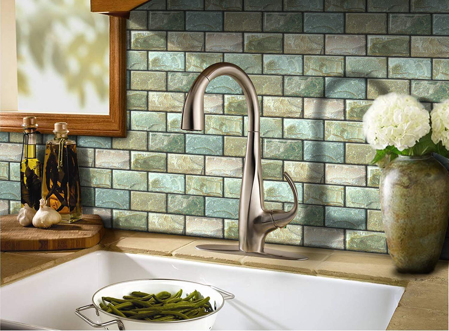 Self-Adhesive 3D Brick Wall Tiles - Peel and Stick Kitchen Backsplash (10 Sheets 10