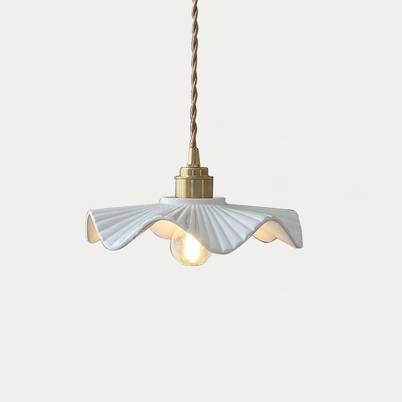 Modern Ceramic Wave Flower Pendant Light - Handcrafted Boho Ceiling Lamp for Living Room, Bedroom & Dining Room Decor