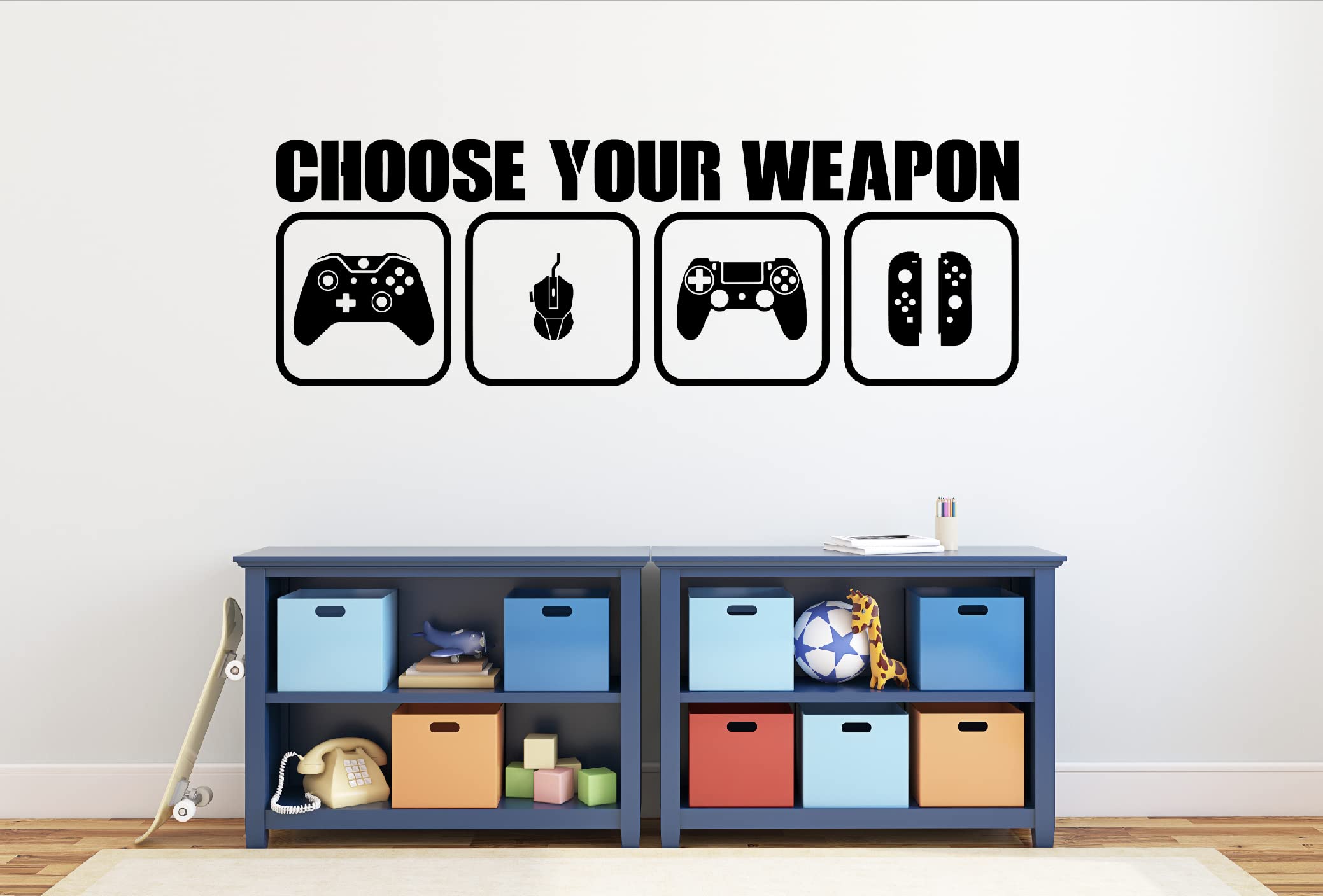 Large 60x20 Inch Brilliant Blue Video Game Controller Wall Decal - Premium Vinyl Sticker for Gaming Room Decor - Perfect for Gamer Bedroom, Man Cave & Esports Setup