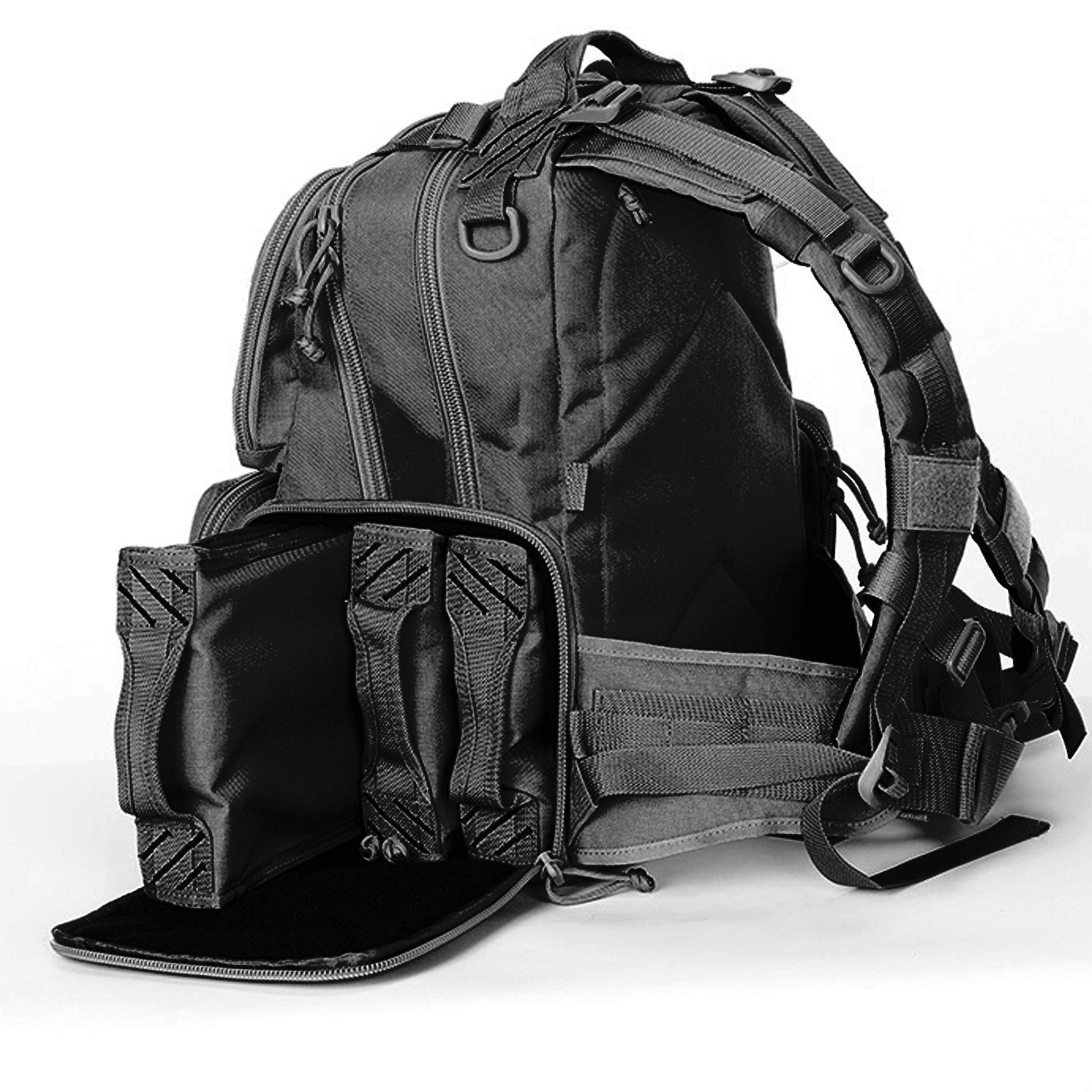 G Outdoors Tactical Range Backpack - Durable Military Style Hiking Backpack for Shooting Range, Hunting & Outdoor Adventures - Large Black Tactical Backpack with Multiple Pockets & MOLLE System